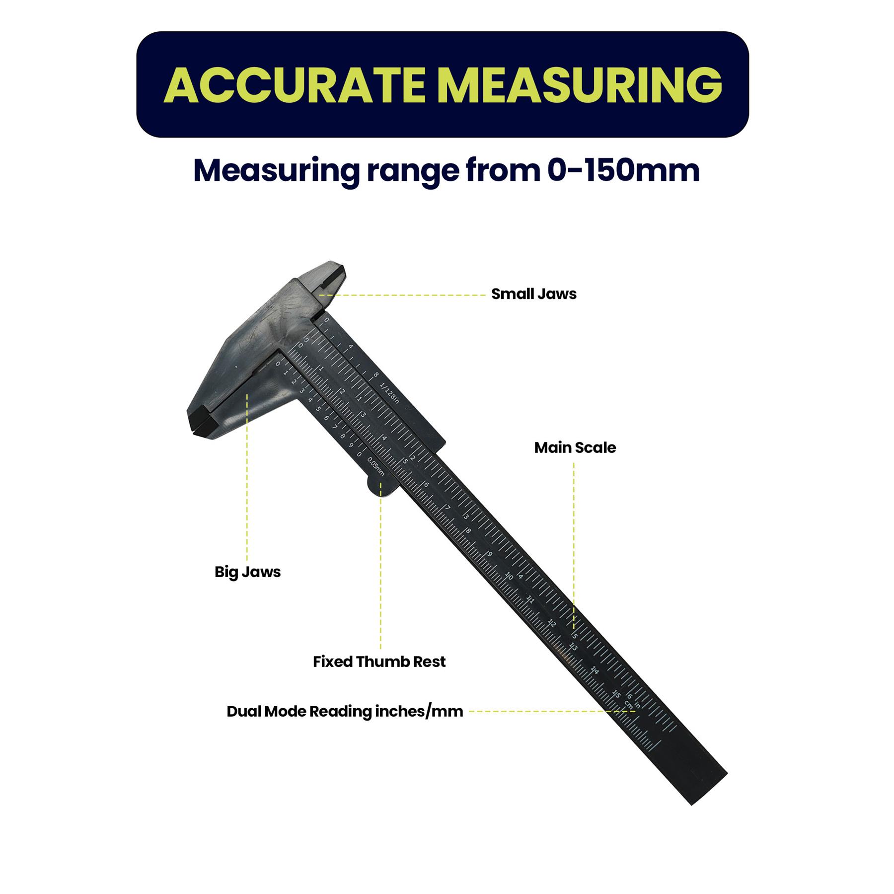 Plastic Vernier Caliper 150mm – Mini Sliding Gauge for Jewelry, School, Salon & Home Use Measuring Tools - Image 3