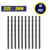 HSS Metric Jobber Drill Bits Box Of 10 (Pack) 3mm Metal Steel Wood Plastic