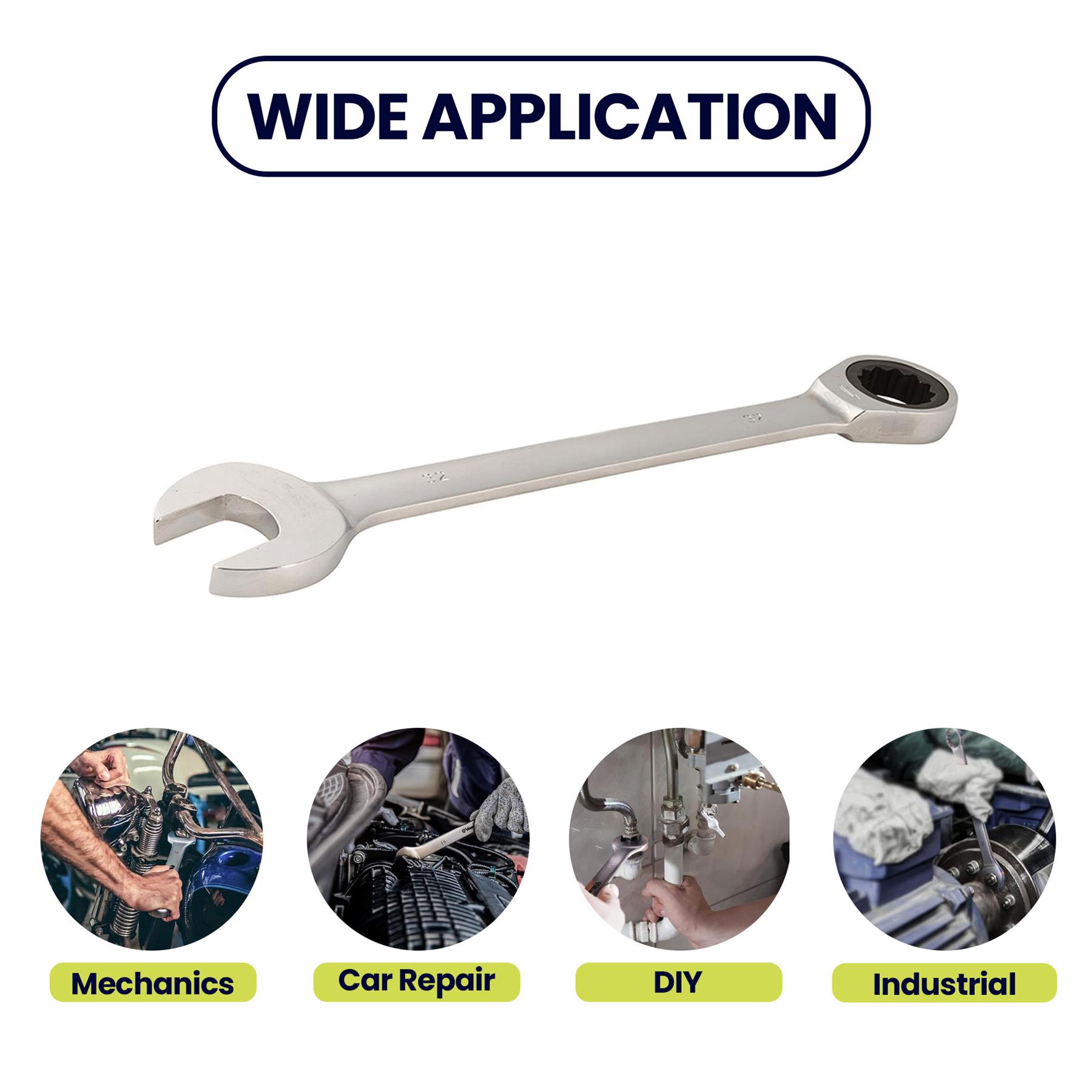 32mm Fixed Head Ratchet Spanner – 72-Tooth Chrome Vanadium Steel Forged Combination Wrench, Metric - Image 6