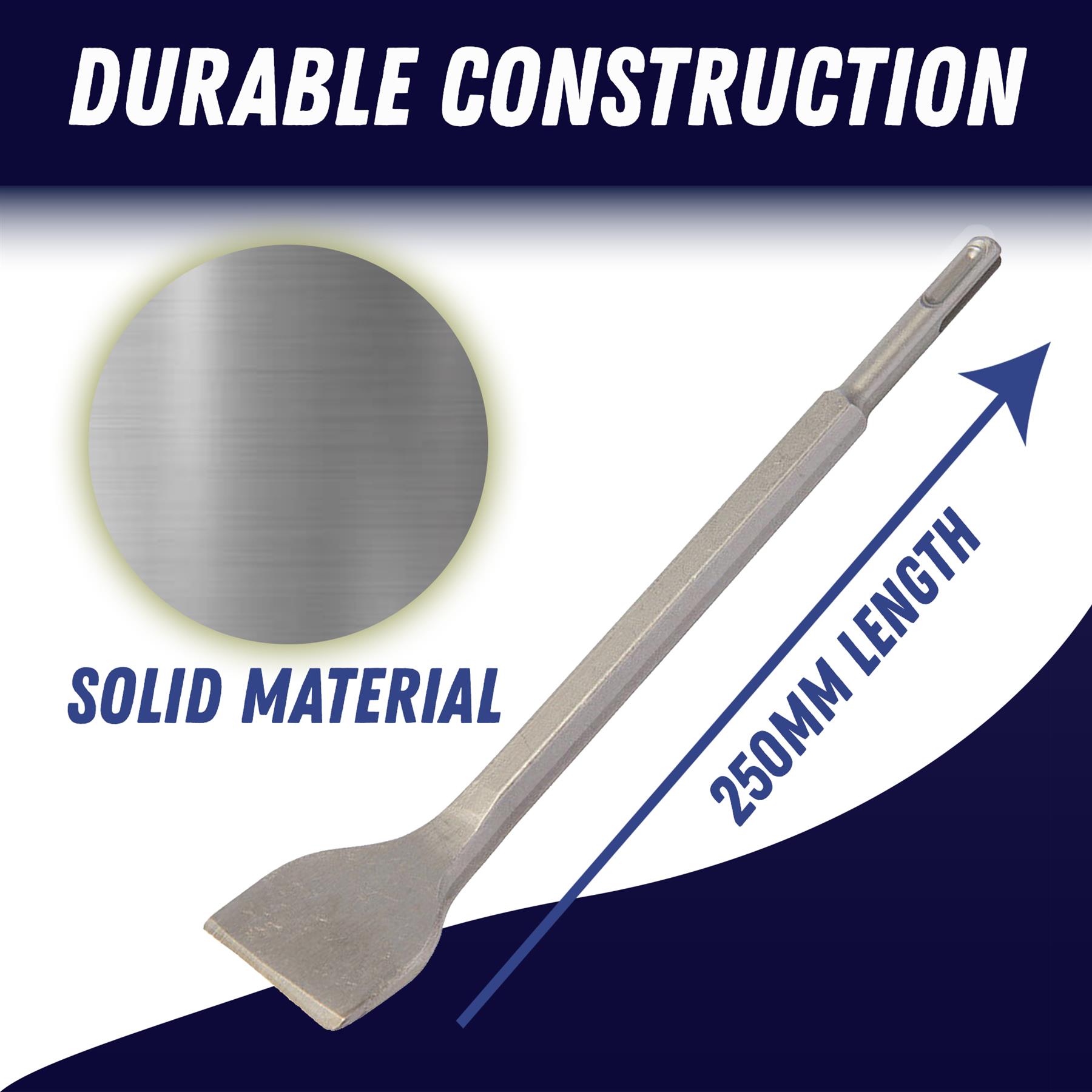 SDS+ Plus Wide Chisel Rotary Hammer For Masonry Plaster Floor Wall Tile 250x75mm - Image 5