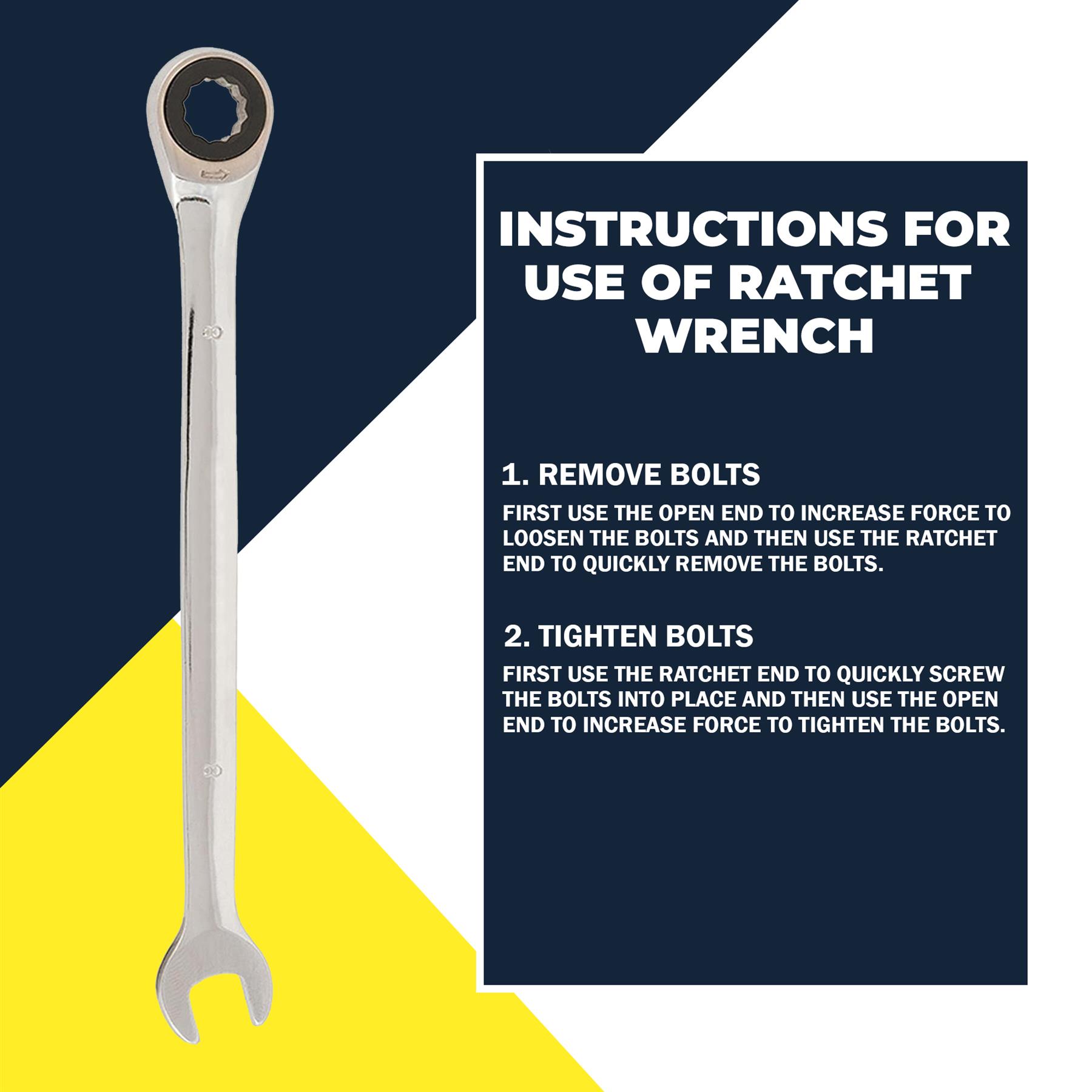 Fixed Head Ratchet Combination Spanner 8mm, Open-End & Ring Wrench, Chrome Plated Spanner - Image 4