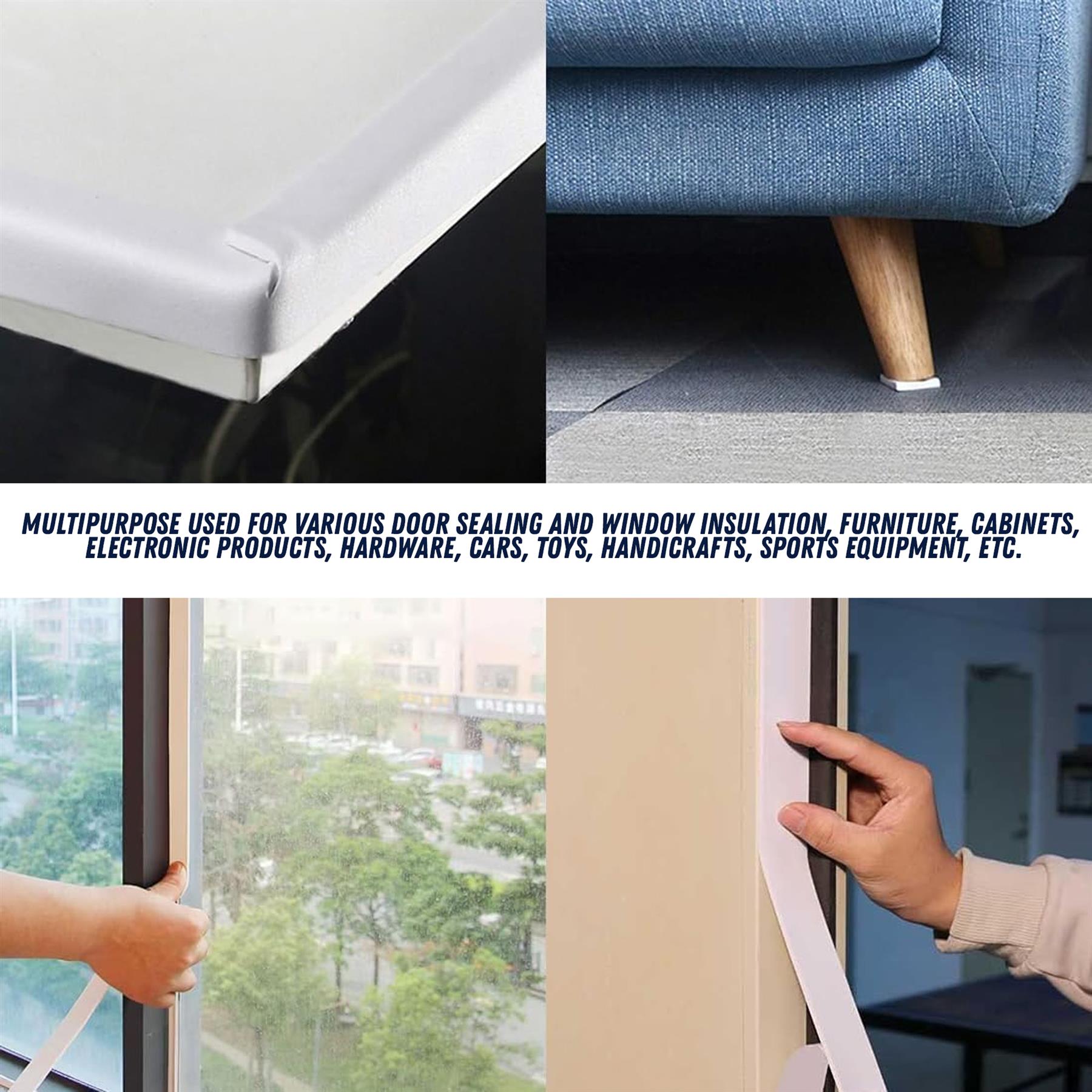 EVA Foam 10.5m White Draught Excluder - Self Adhesive Weather Strip - Window and Door Seal - Image 4