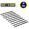 HSS Metric Jobber Drill Bits Box Of 10 (Pack) 4.5mm Metal Steel Wood Plastic