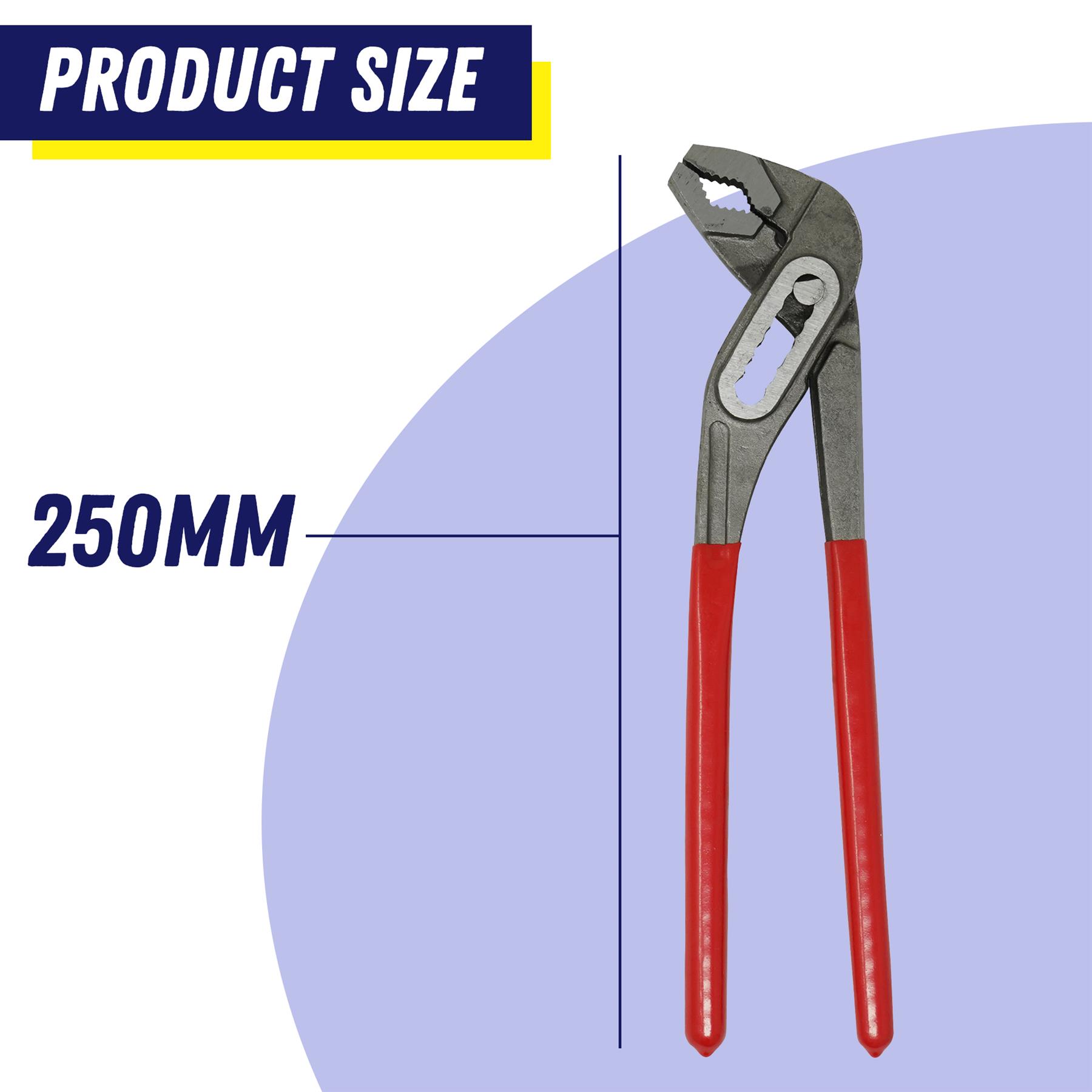 250mm 10" Plumbers Slim Jaw Waterpump Pipe Wrench Pliers Grips Pump Chrome New - Image 5