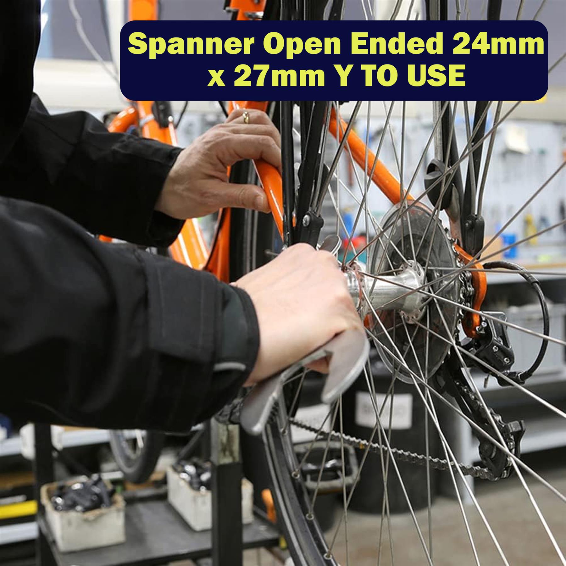 Fixed Head Combination Spanner Open Ended 24mm x 27mm Metric Polished CRV Garage - Image 3