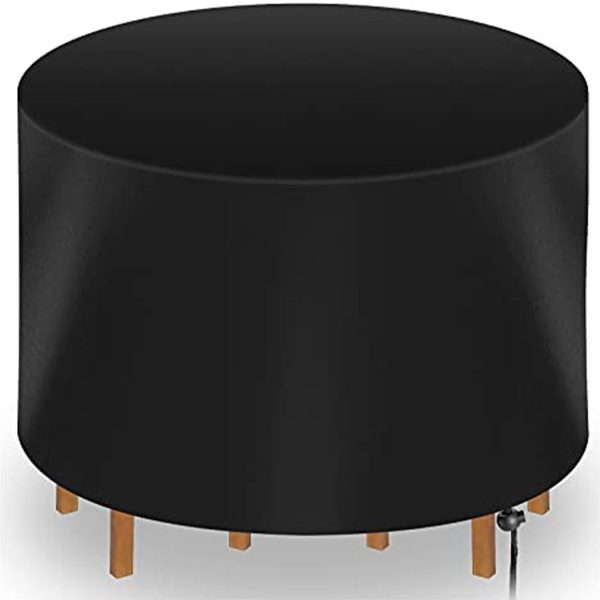 Garden Furniture Round Table Cover 420D Polyester Water Repellent Windproof UV Resistant 125x80cm