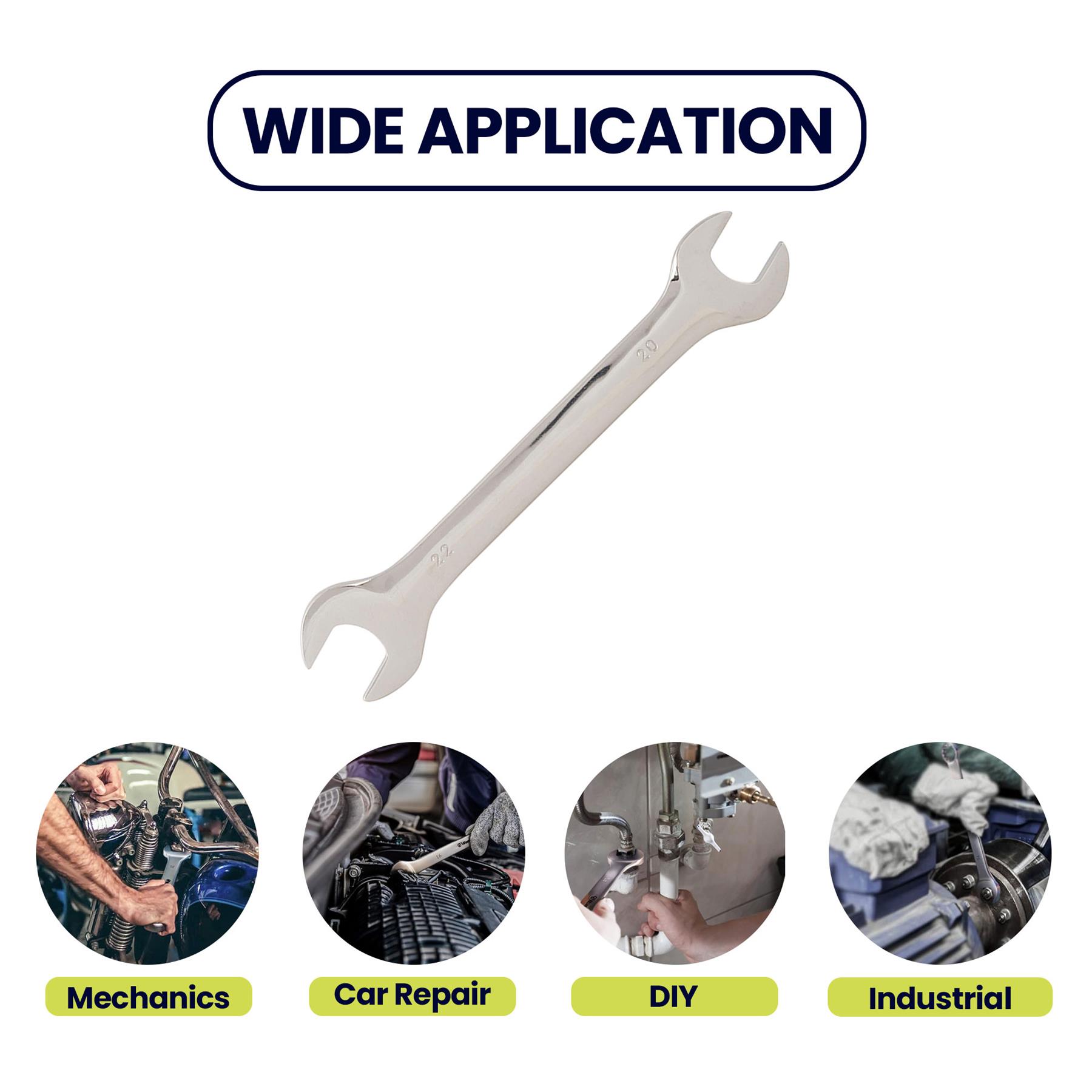 Fixed Head Spanner Open Ended 20mm x 22mm Metric Polished CRV Garage - Image 5