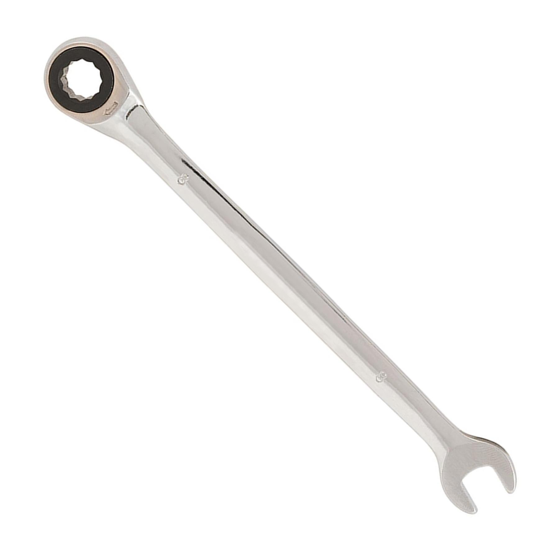 Fixed Head Ratchet Combination Spanner 8mm, Open-End & Ring Wrench, Chrome Plated Spanner - Image 8