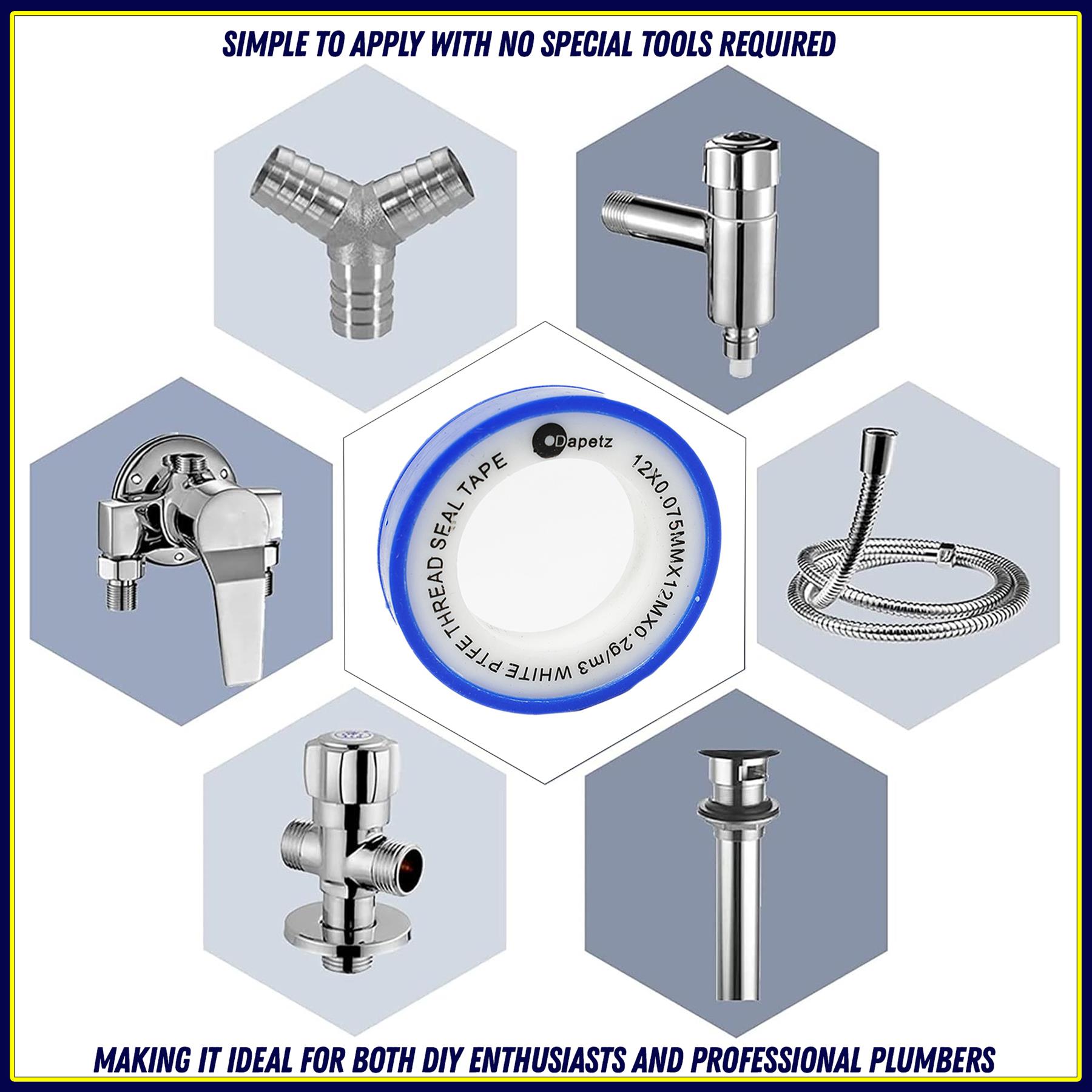 1 x PTFE Tape Water for Thread Seal White Teflon Tape 12mm x 12m - Image 5