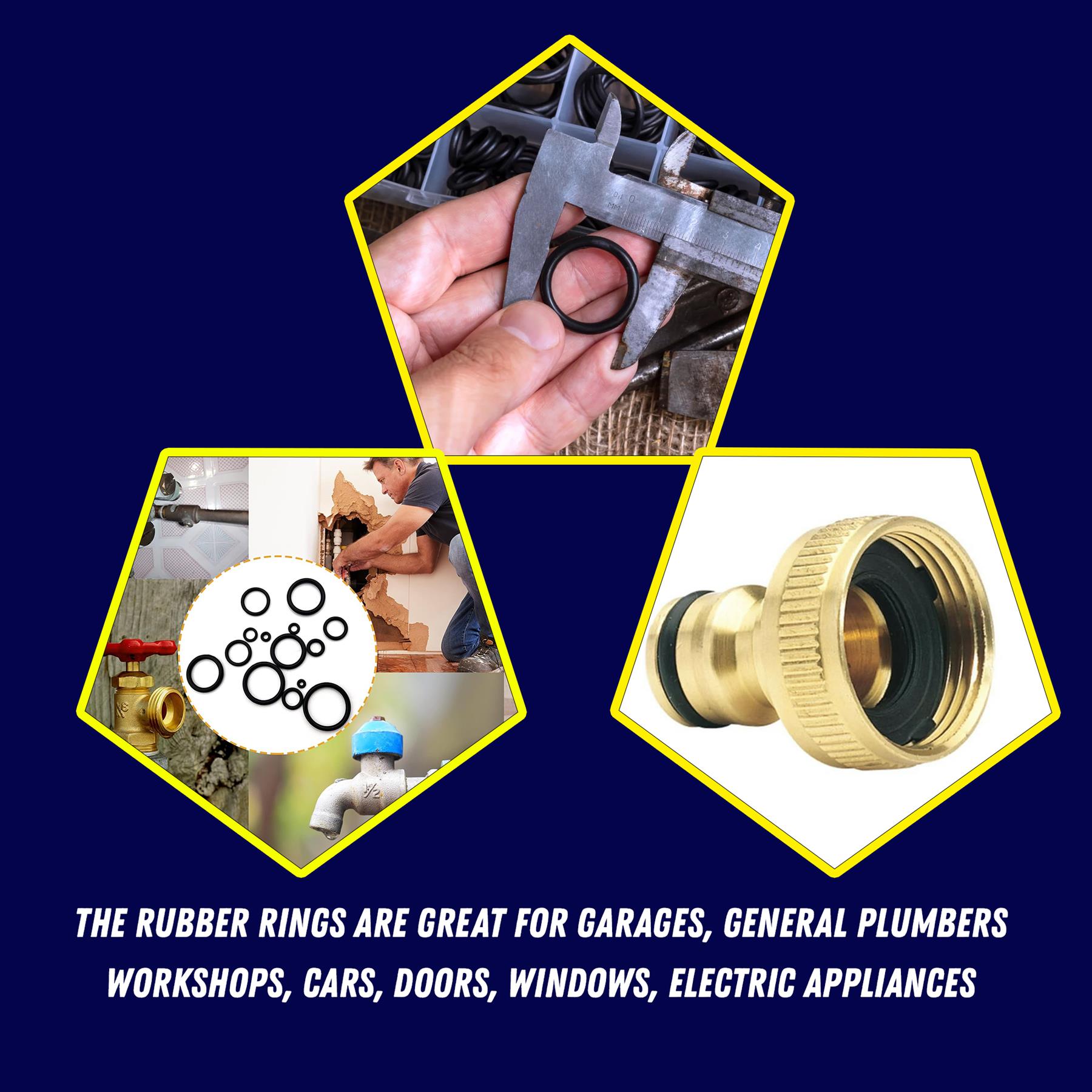 225pcs Black O-Rings Assortment Kit Nitrile Rubber Metric Seals for Plumbing Tap Washer Auto Repair - Image 3