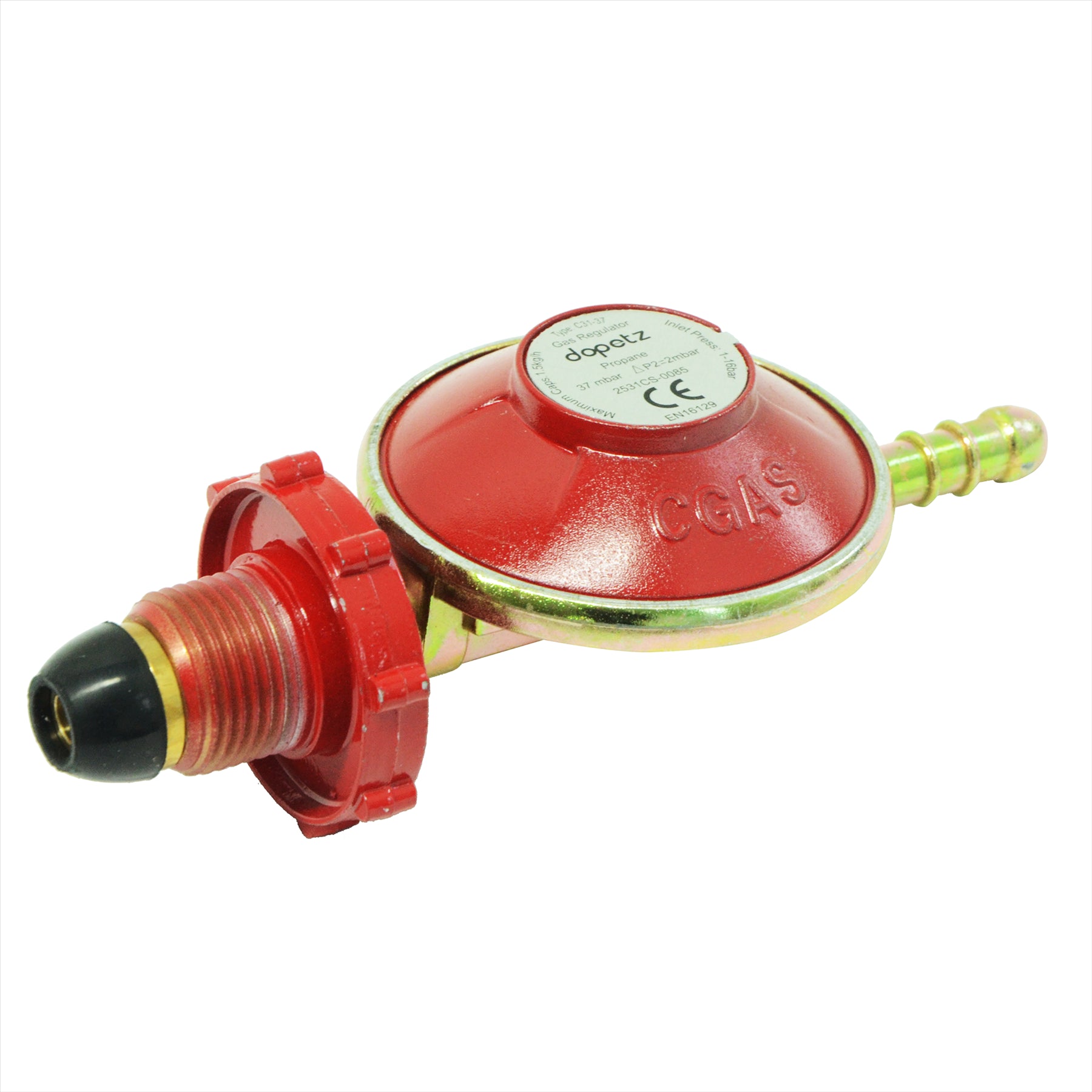 Propane Gas Regulator 37mbar POL Handwheel BBQ Camping Fits Calor Flogas Bottles 8mm Hose Tail