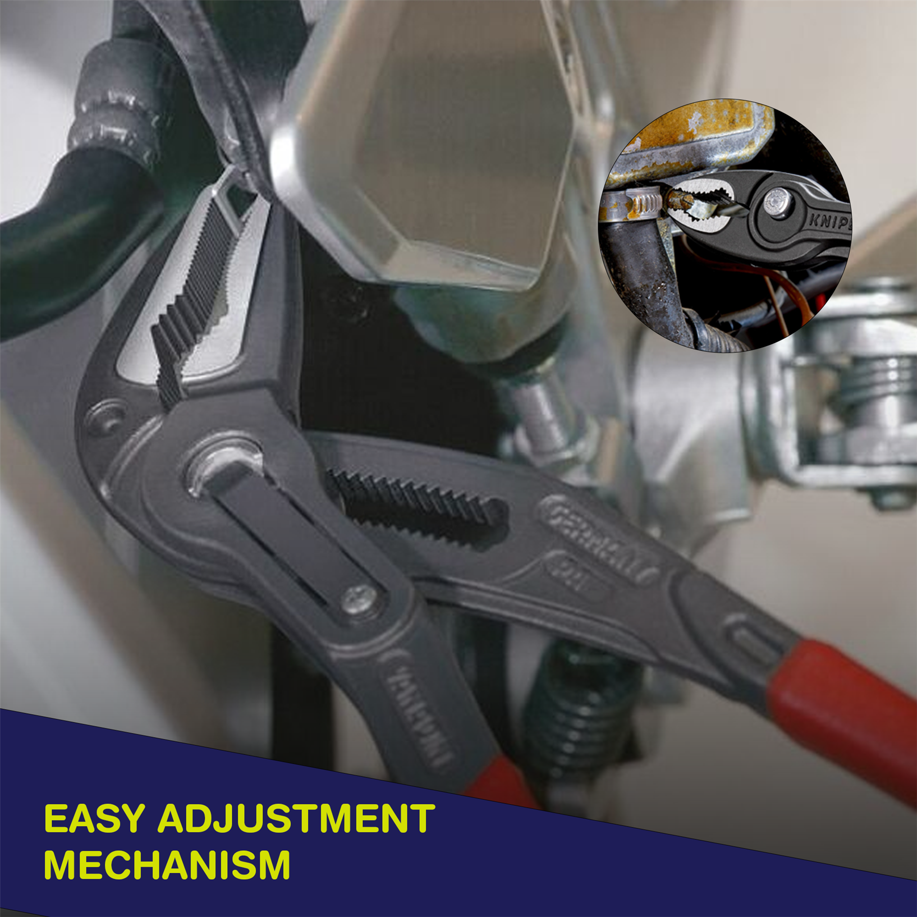 8" 200mm Plumbers Slim Jaw Waterpump Pipe Wrench Pliers Grips Pump Chrome - Image 5