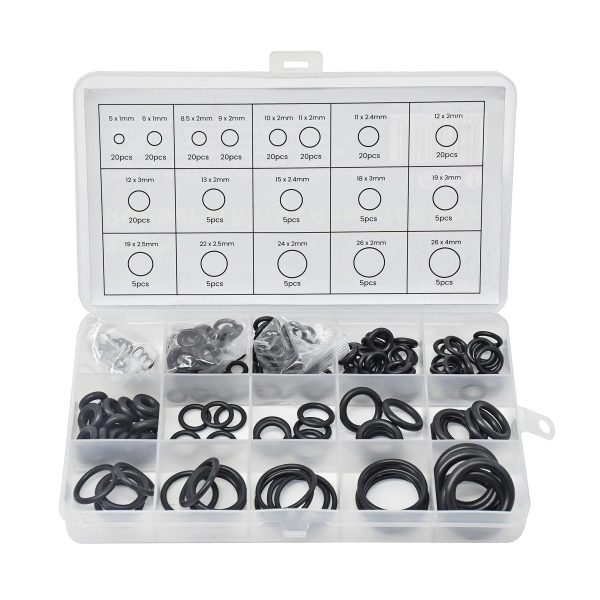 225pcs Black O-Rings Assortment Kit Nitrile Rubber Metric Seals for Plumbing Tap Washer Auto Repair
