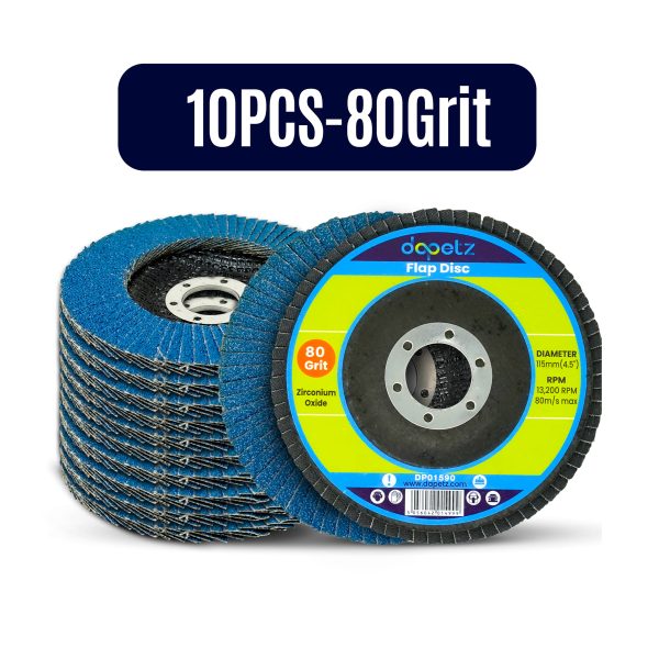 10x Flap Discs 115mm Sanding 80 Grit Grinding Wheels Disc 4.5" Zirconium Oxide