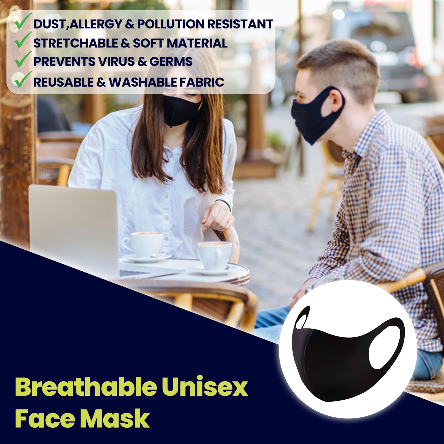 Reusable Face Mask Covering Washable Breathable Dust Hospital Visitor - Image 5