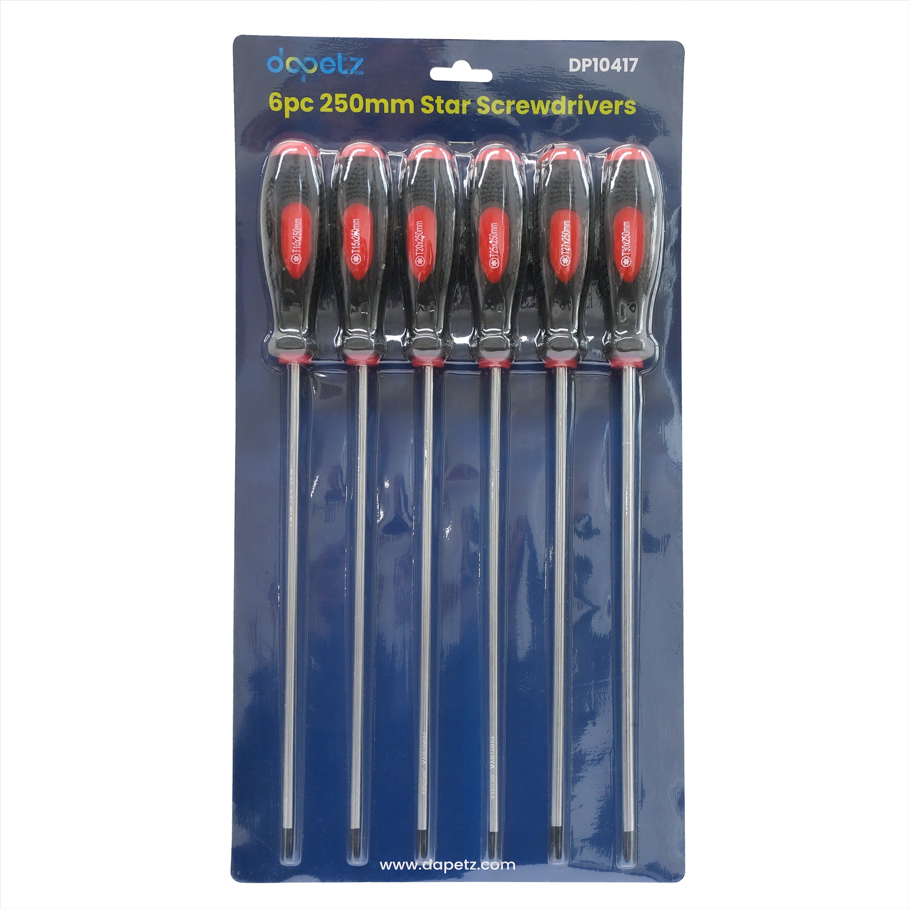 6Pc 250Mm TORX Star Screwdriver Set T10 T15 T20 T25 T27 T30 Torx - Image 2
