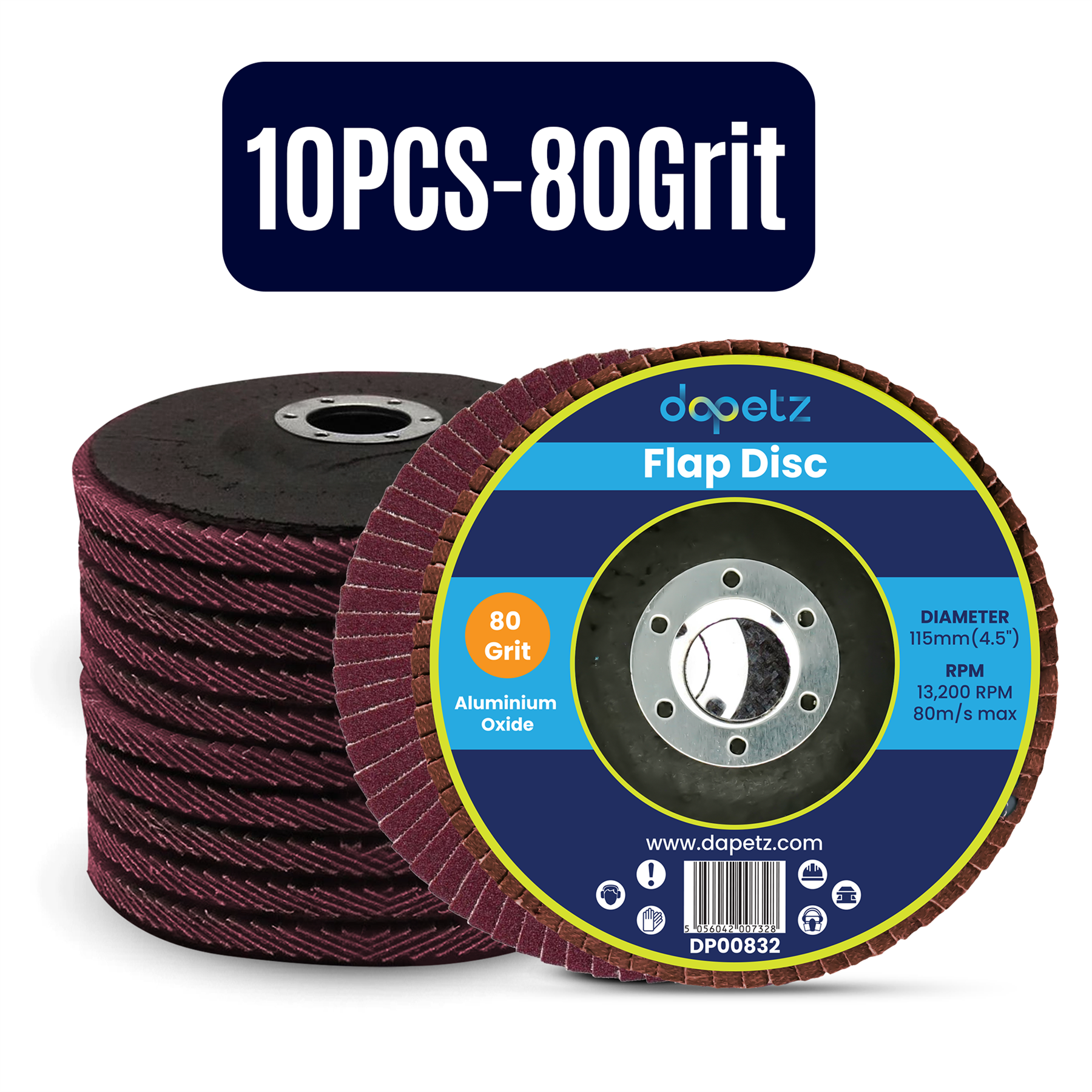 10x Flap Discs 115mm Sanding 80 Grit Grinding Wheels Disc 4.5" Aluminium Oxide