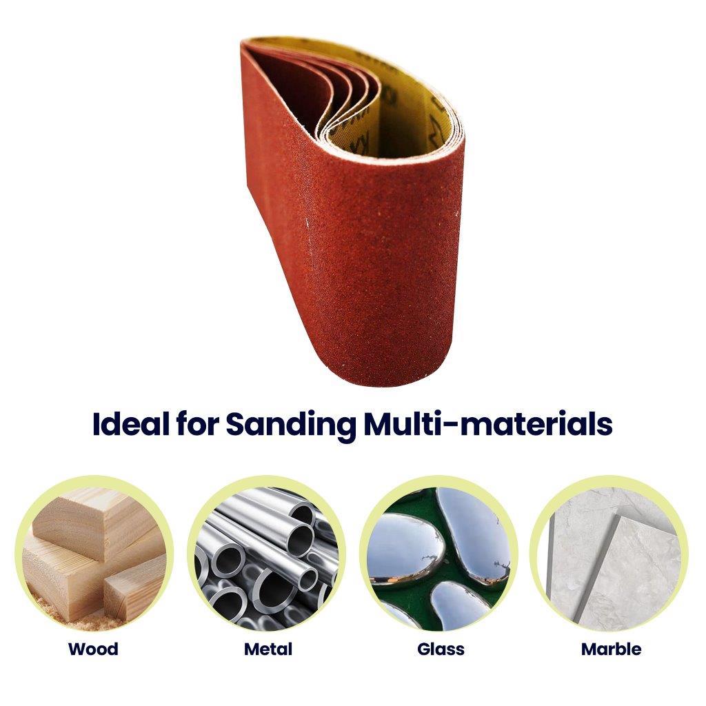 Sanding Belts 75mm x 533mm 120 Grit Very Coarse Sander Sheets Sanding Belts Pack of 5 - Image 10