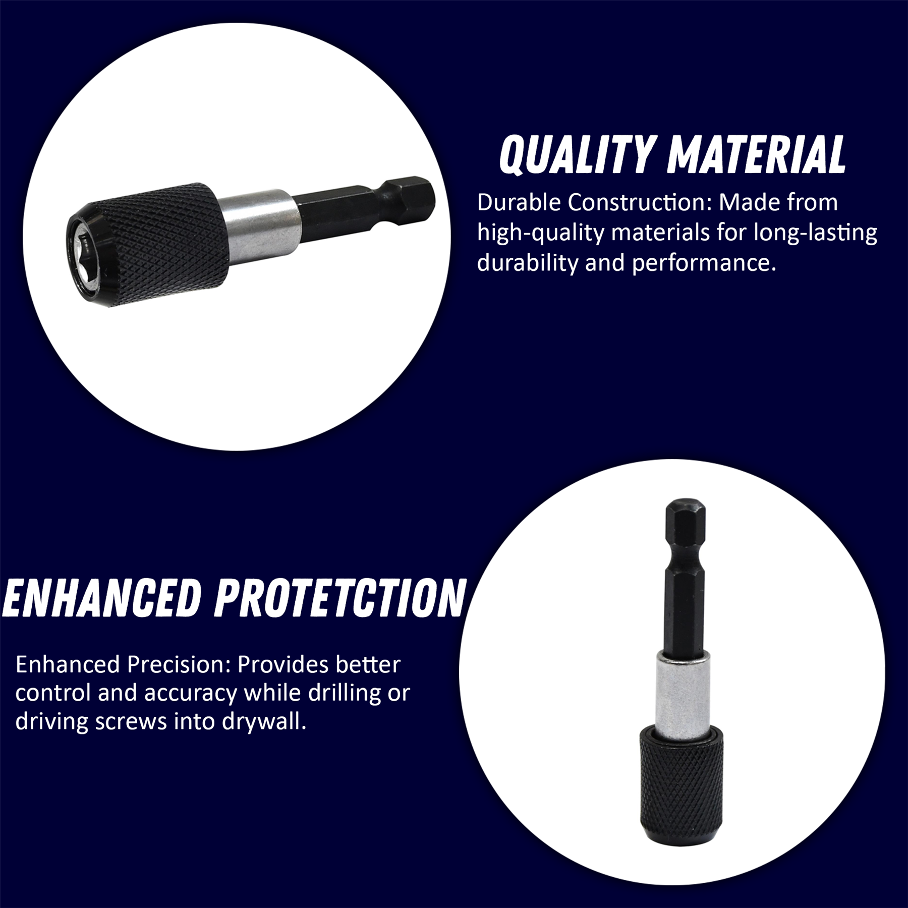 Magnetic Drywall Bit Holder 1/4" Hex Shank Drills Screwdrivers 60mm Length - Image 3