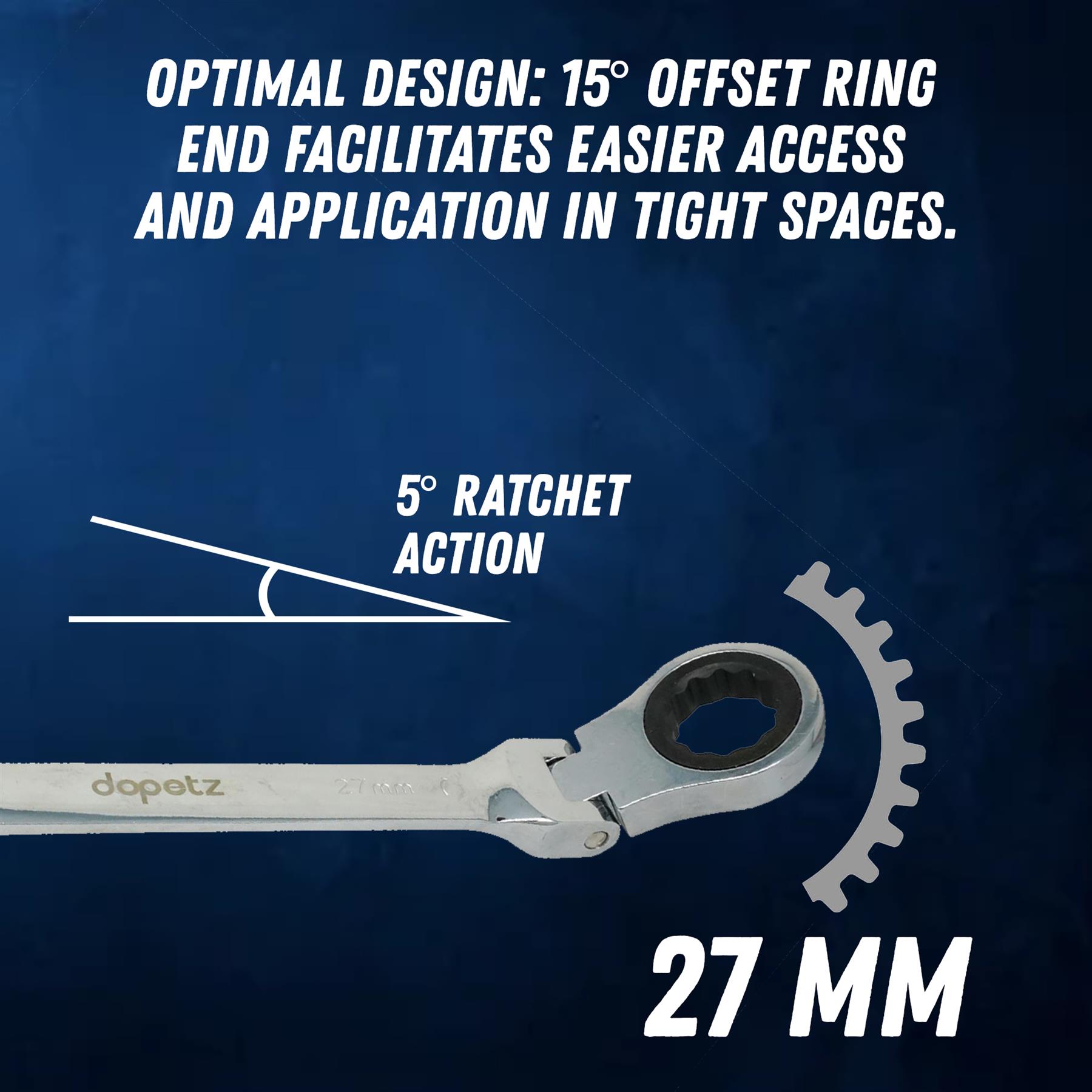 27mm Flexible Head Ratchet Metric Spanner Open End & Ring Guaranteed - Image 5