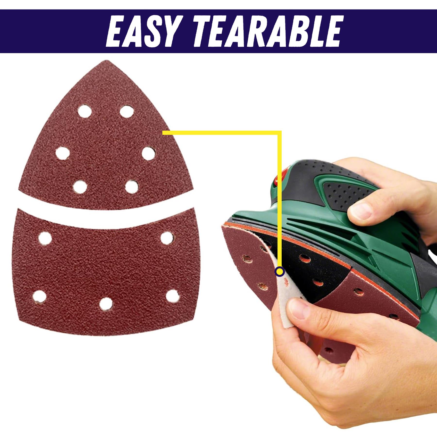 Mouse Sanding Pads 10pcs 102x62mm 93mm 60 Grit Triangle Sandpaper Hook Loop 11 Hole Bosch - Image 5