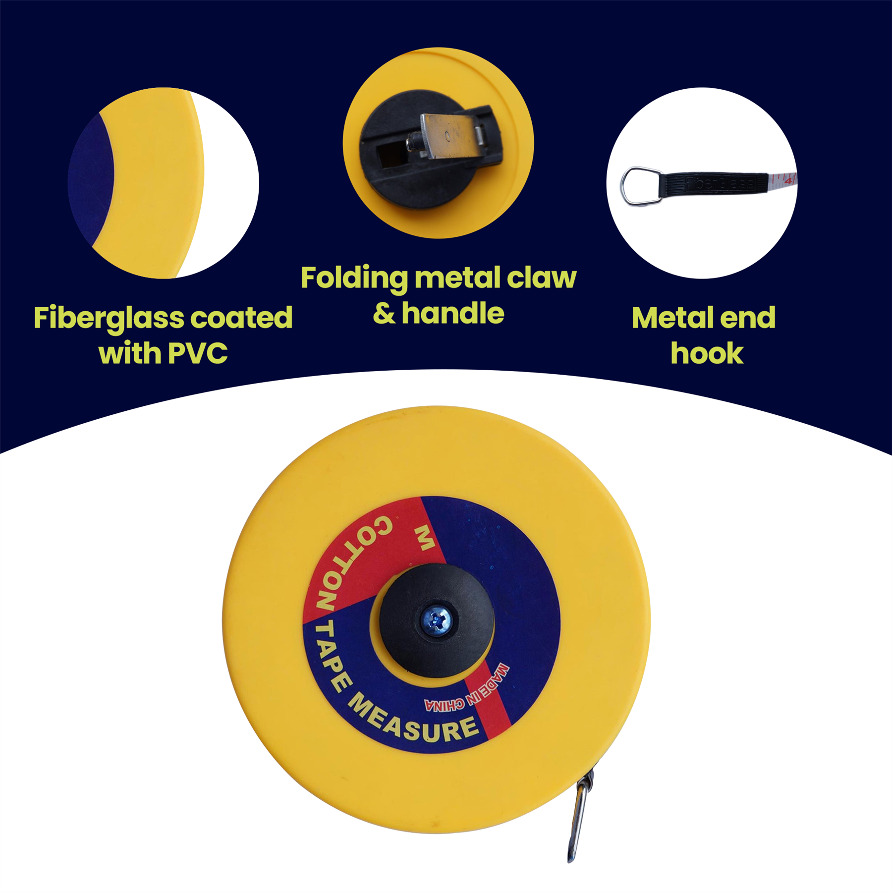 Surveyors 10M Tape Measure Fibreglass 10 Metre Metric Imperial - Image 3