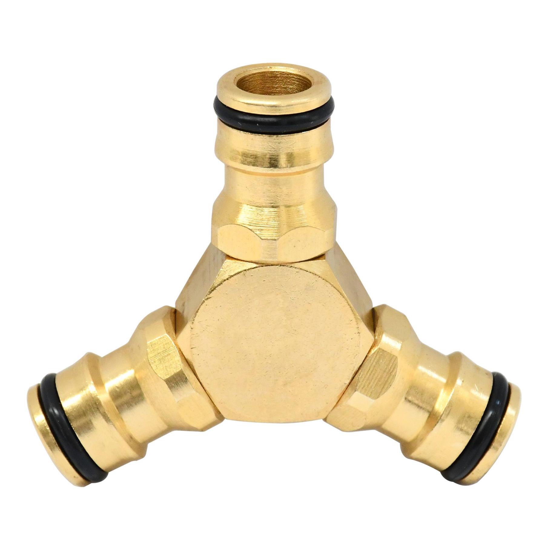Brass 3 Way Garden Hose Pipe Splitter Adaptor Connector Coupling Coupler