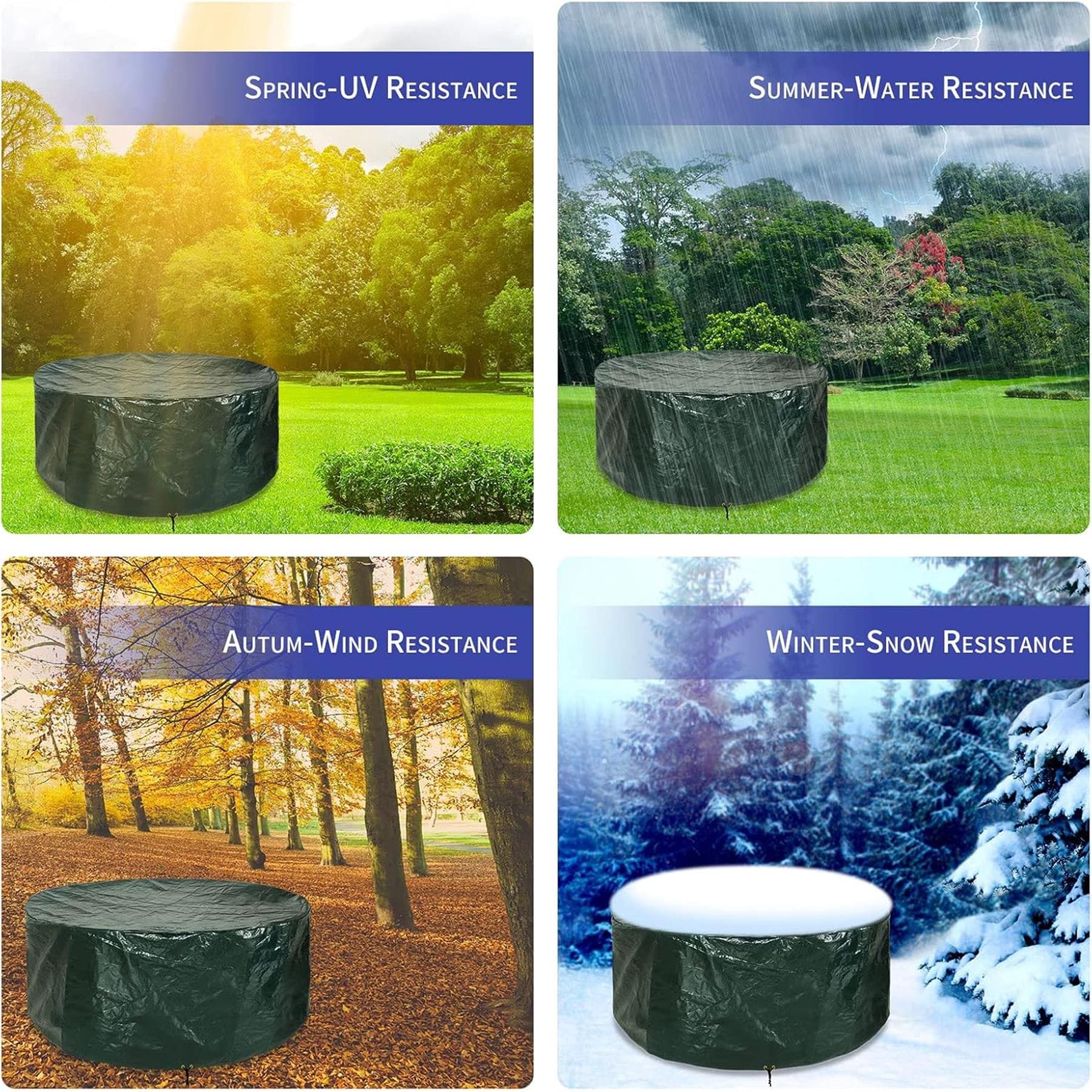 Round Table Cover 1250 X 810mm Waterproof 100G/M2 Durable Polyethylene Green - Image 2