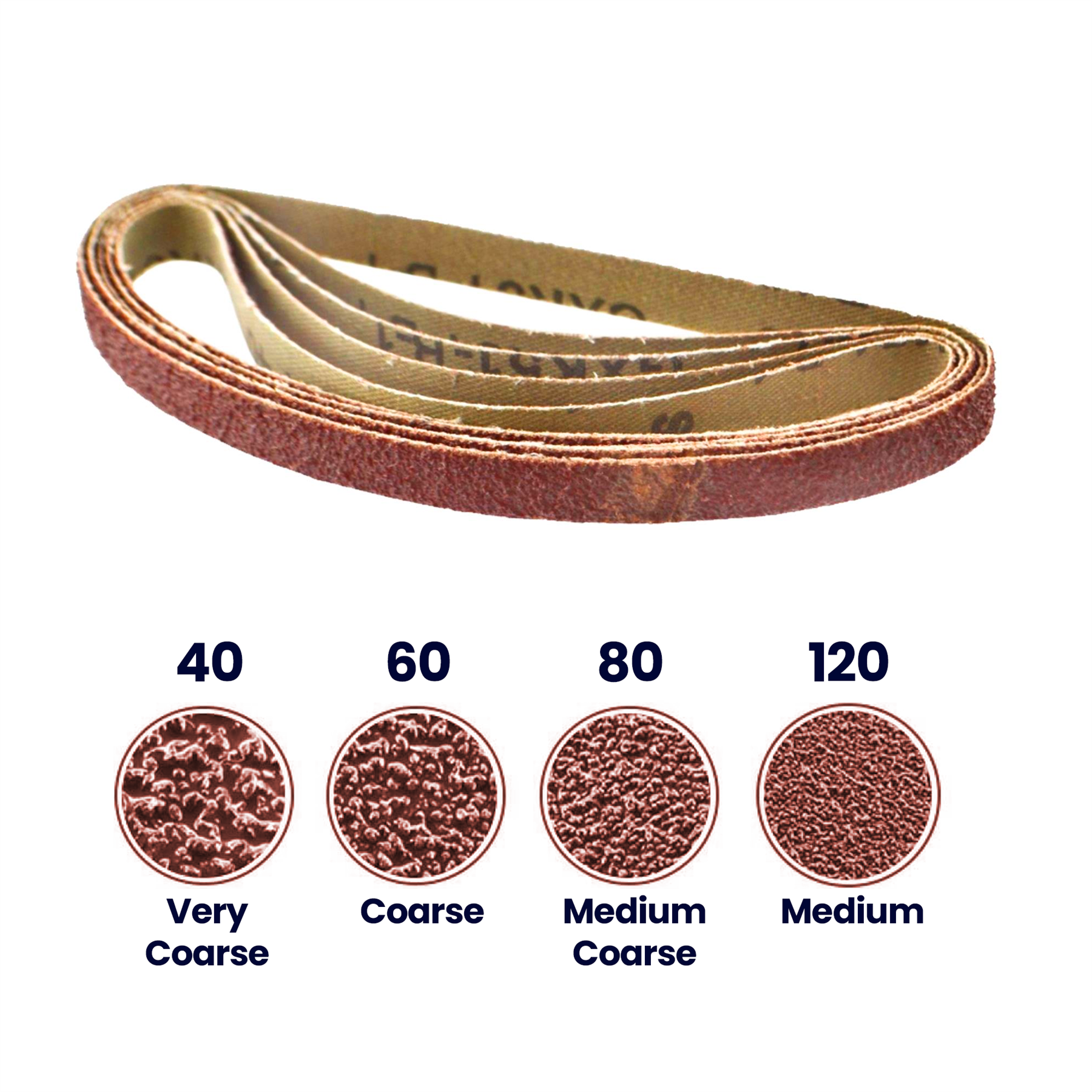 5 Pack Sanding Belts 330mm x 10mm (80 Grit) Coarse Sander Sheets Sanding Belts - Image 3
