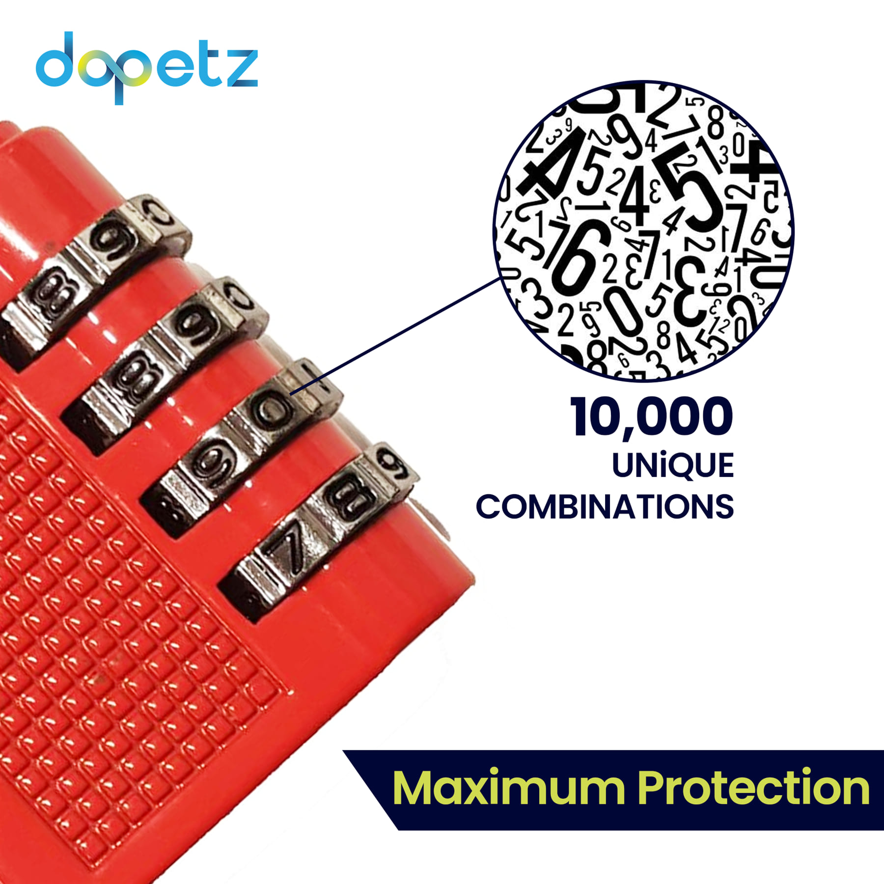 4 Digit Combination Padlock Heavy Duty Outdoor Lock Gym Travel Locker Red - Image 3