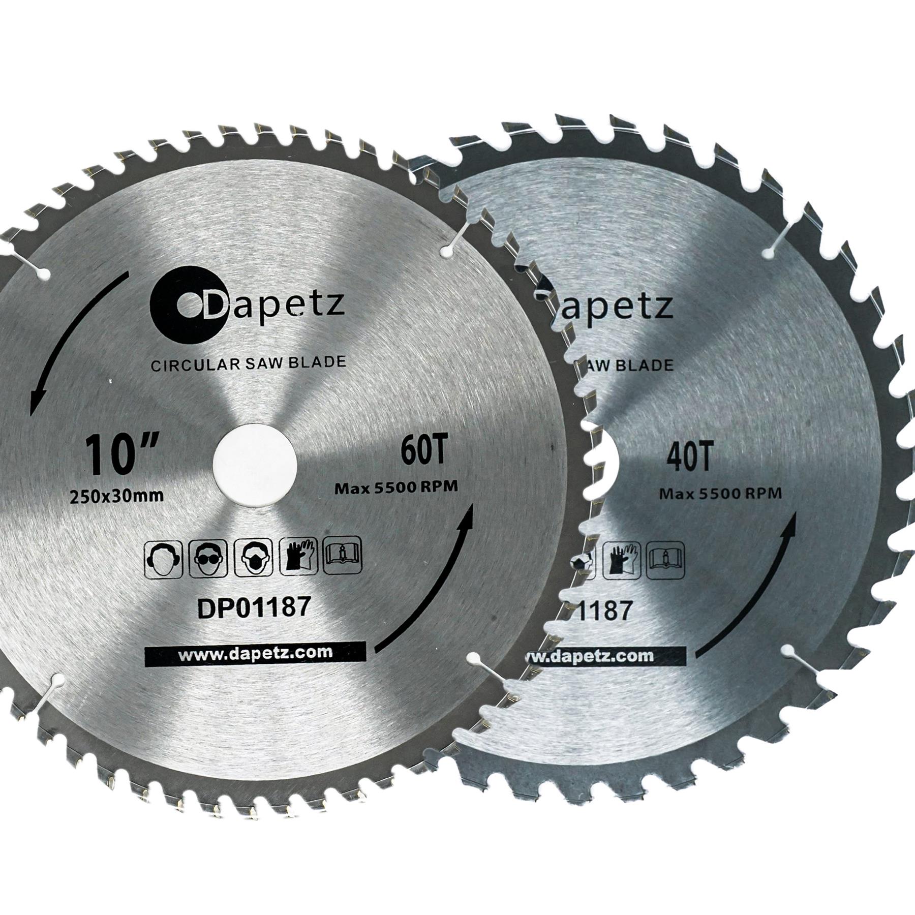 Circular Saw Blades 250mm 40 Teeth & 60 Medium/Fine Finish TCT Saw Disc Blades - Image 2