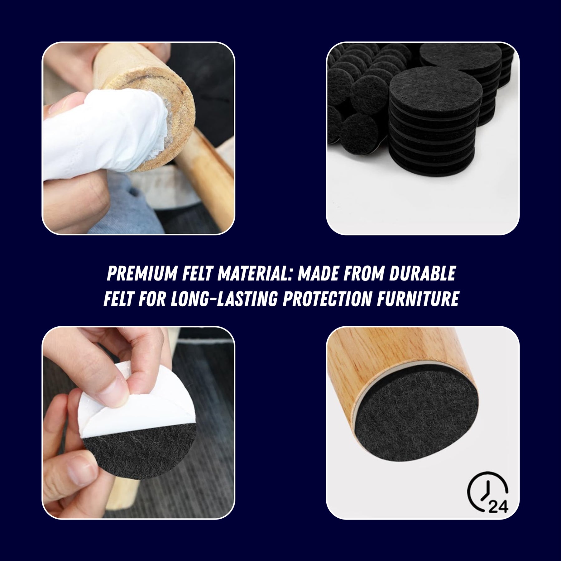 200 Felt Pads Self Adhesive Sticky Wood Furniture Floor Chair Legs Protectors - Image 4
