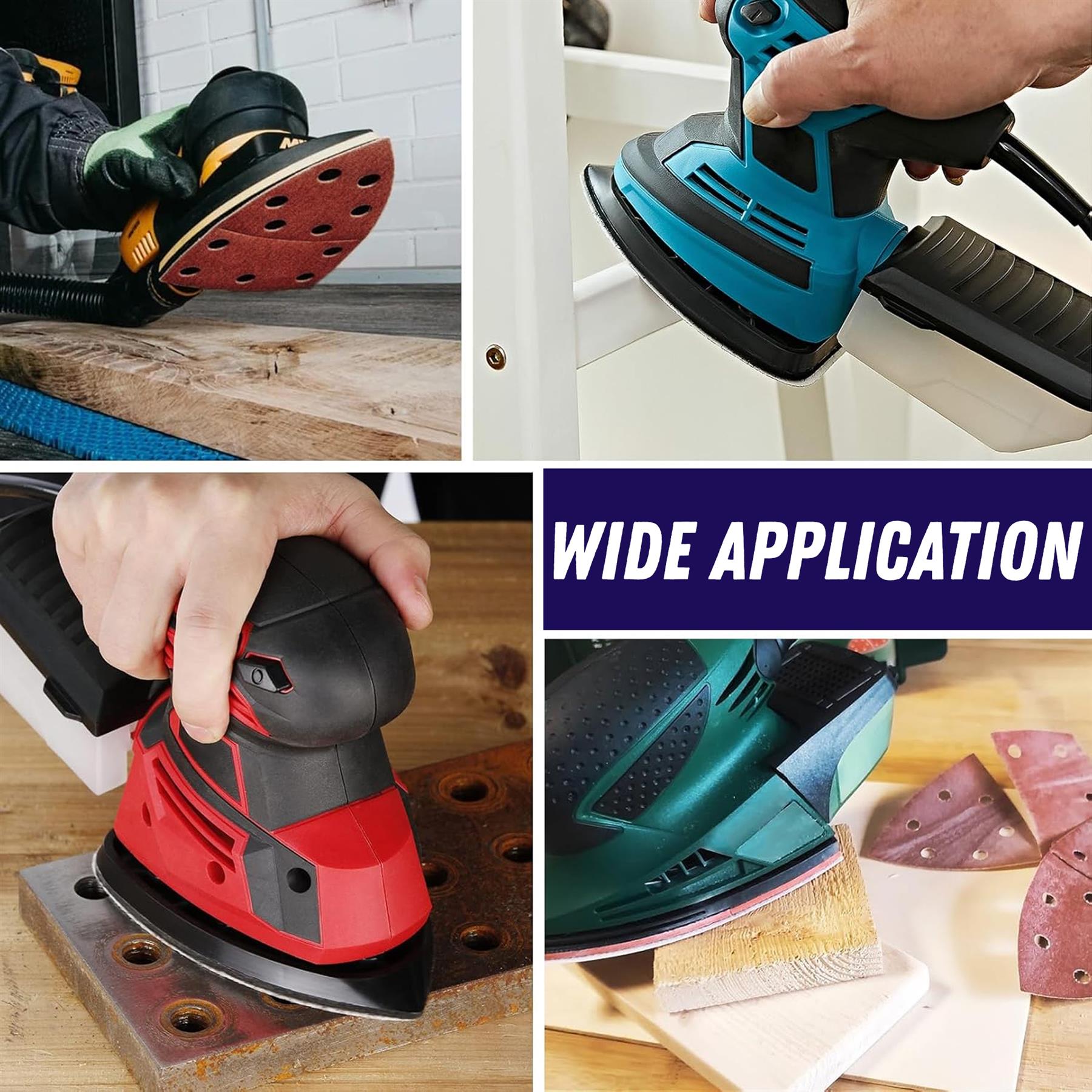 Mouse Sanding Pads 10pcs 102x62mm 93mm 60 Grit Triangle Sandpaper Hook Loop 11 Hole Bosch - Image 4