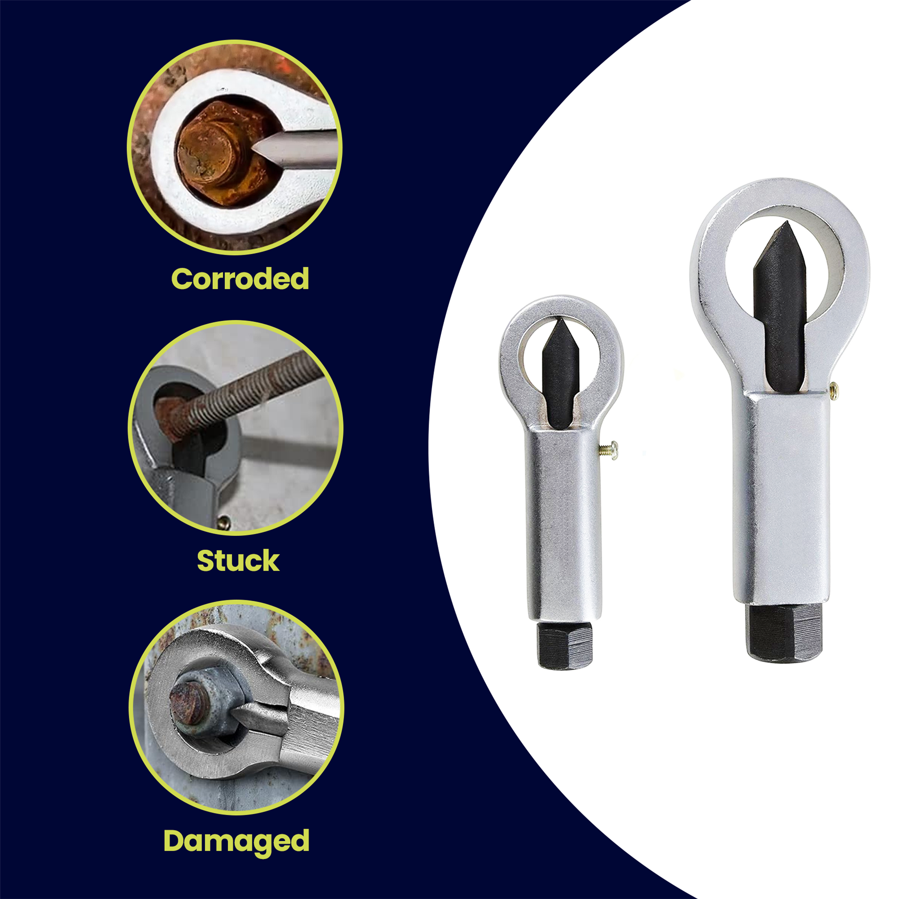 NUT REMOVING SPLITTING TOOL BROKEN DAMAGED CORRODED STUCK REMOVER SPLITTER 2pc - Image 3