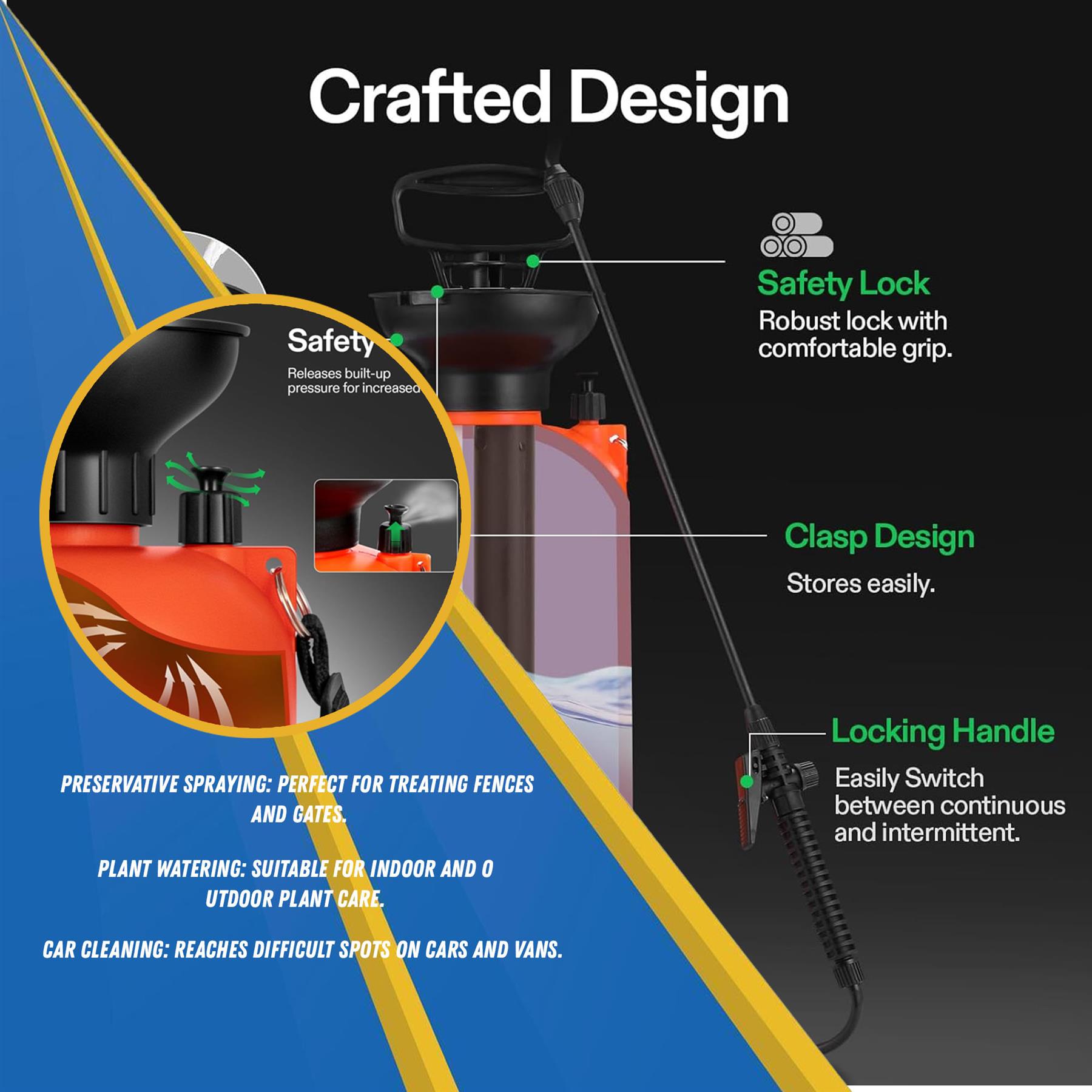 8L Pressure Sprayer Bottle Pump Action for Fertilizer Pesticides Fungicides Weed Killer Indoor Outdoor - Image 2