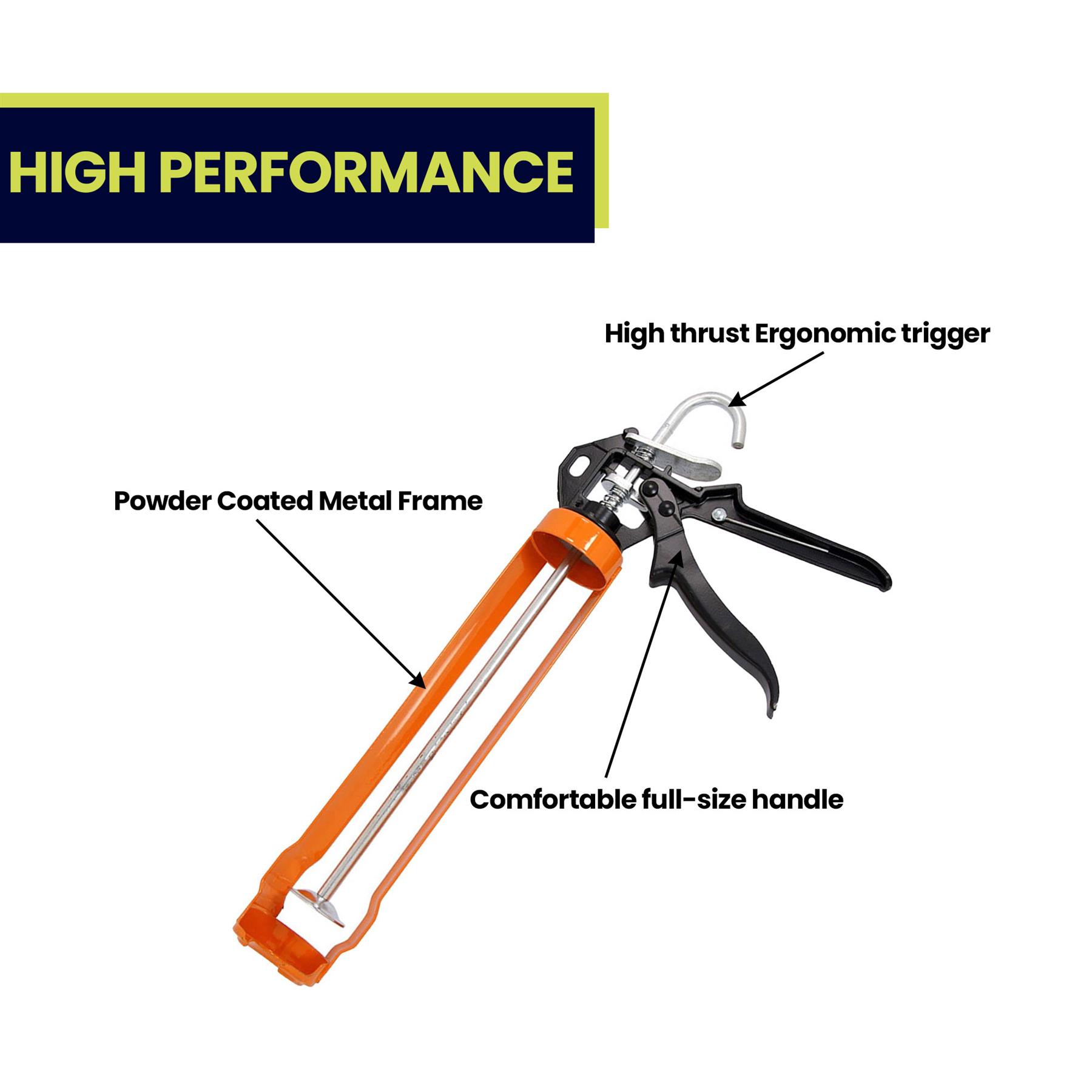 11" Silicone Sealant Caulking Gun Tube Applicator Heavy Duty Mastic Gun Mastic up to 400ml - Image 5