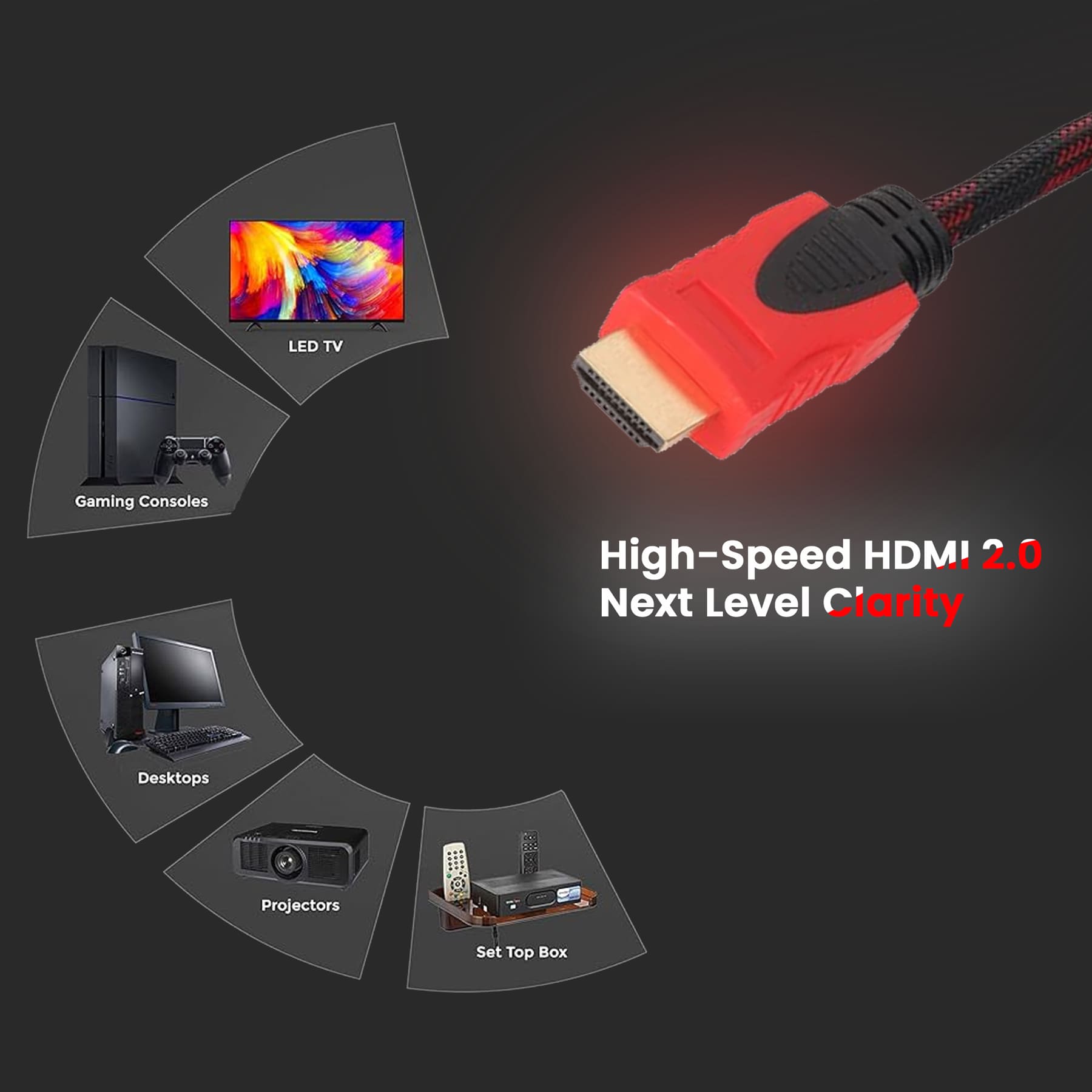 PREMIUM 4K HDMI CABLE 2.0 HIGH SPEED GOLD PLATED BRAIDED LEAD 2160P 3D HDTV UHD 5 METER - Image 3