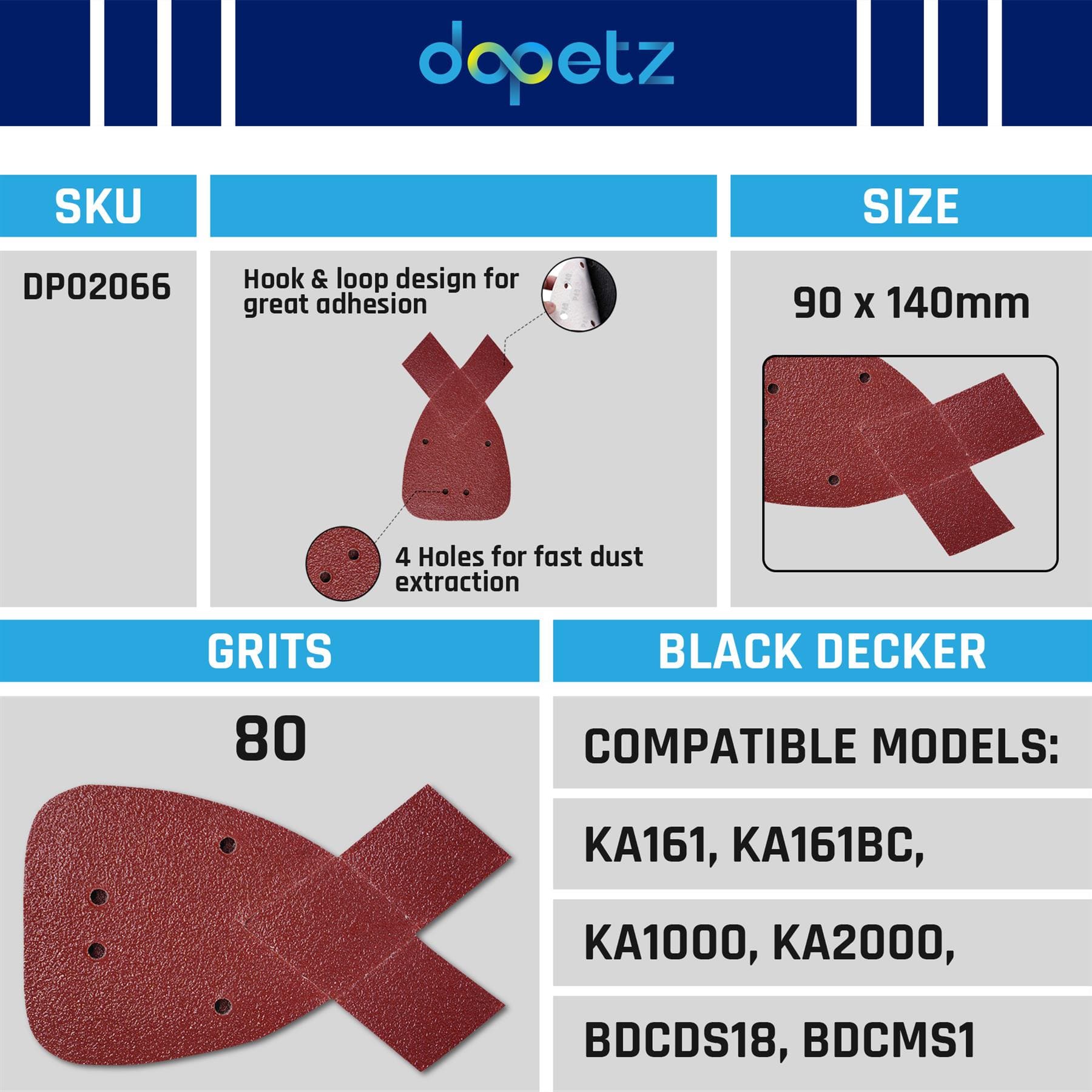 80 Grits Mouse Sanding Sheets Hook & Loop Sander Pads 4-Holes Sand Paper 10PCS - Image 2