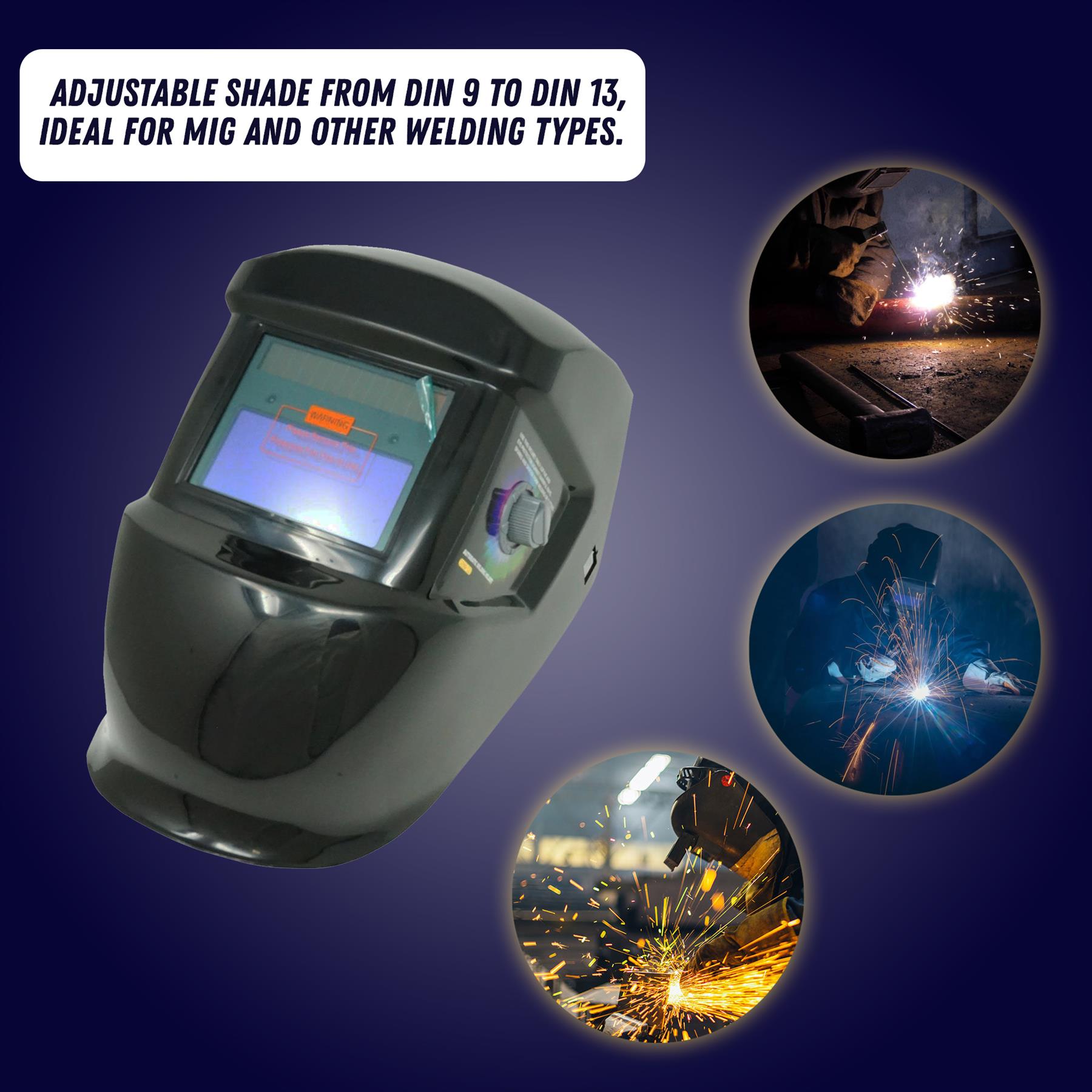 Auto Darkening Welding Mask Helmet Grinding Solar Power PPE Safety Protects Face - Image 3
