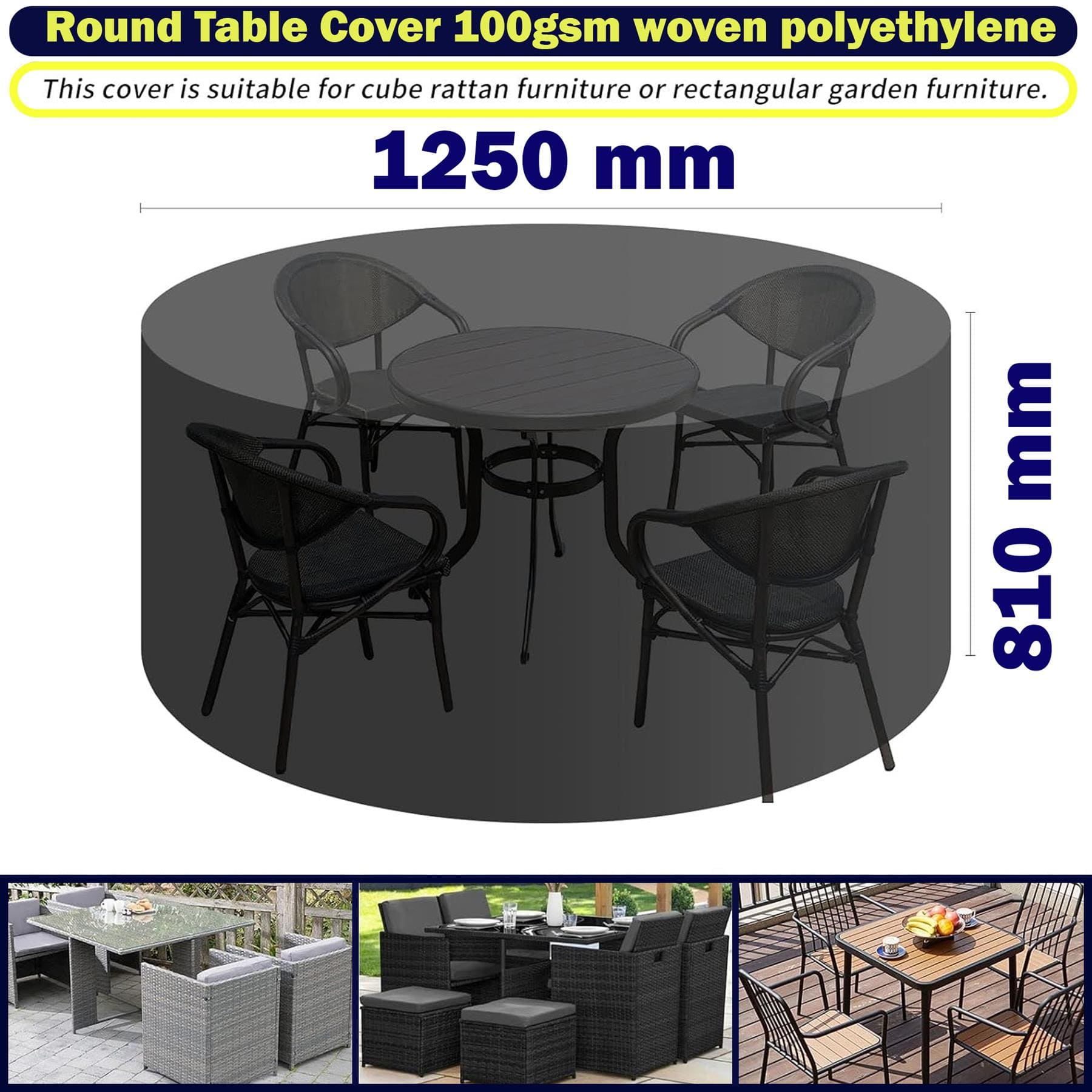 Round Table Cover 1250 X 810mm Waterproof 100G/M2 Durable Polyethylene Green - Image 3