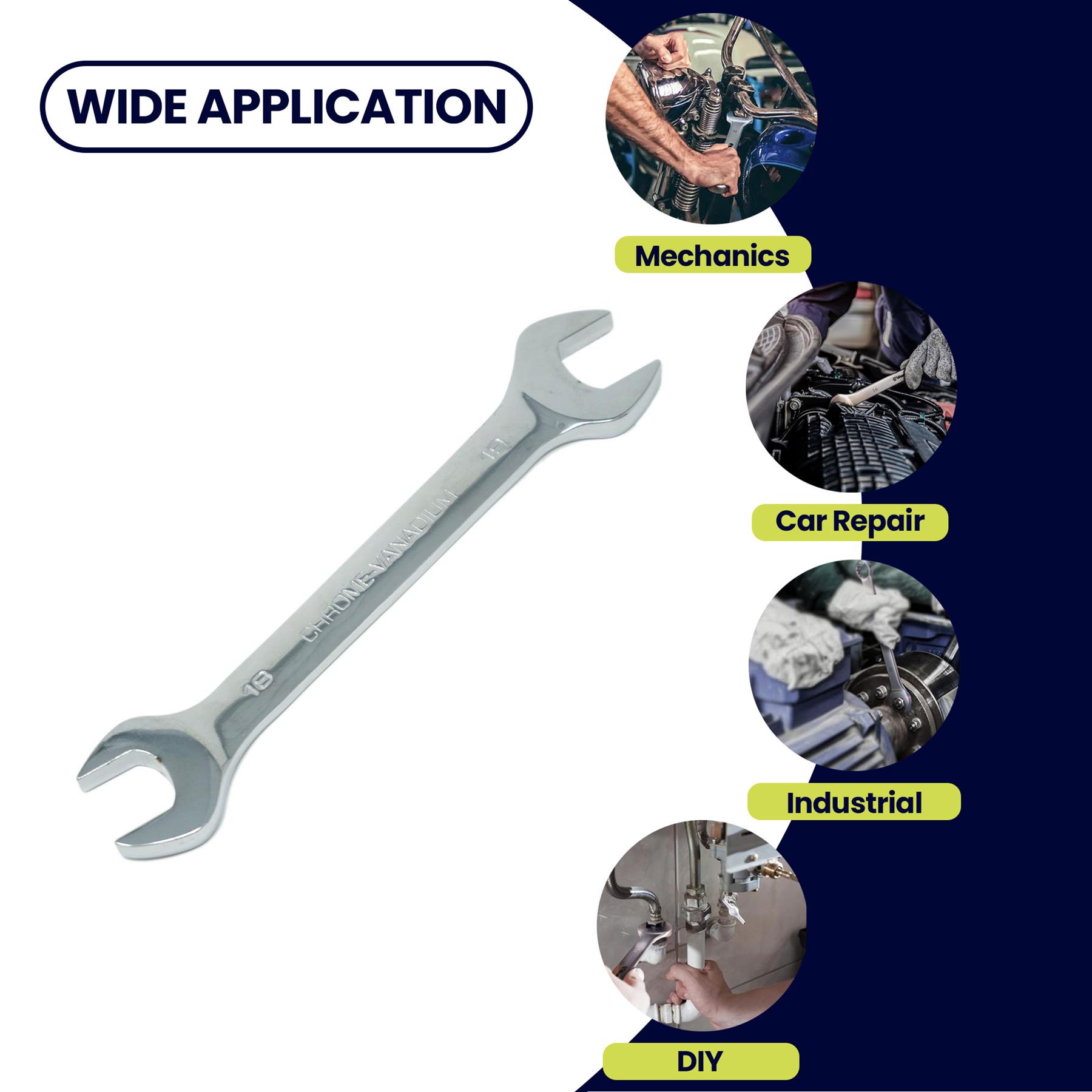 Fixed Head Combination Spanner Open Ended 18mm x 19mm Metric Polished CRV Garage - Image 3