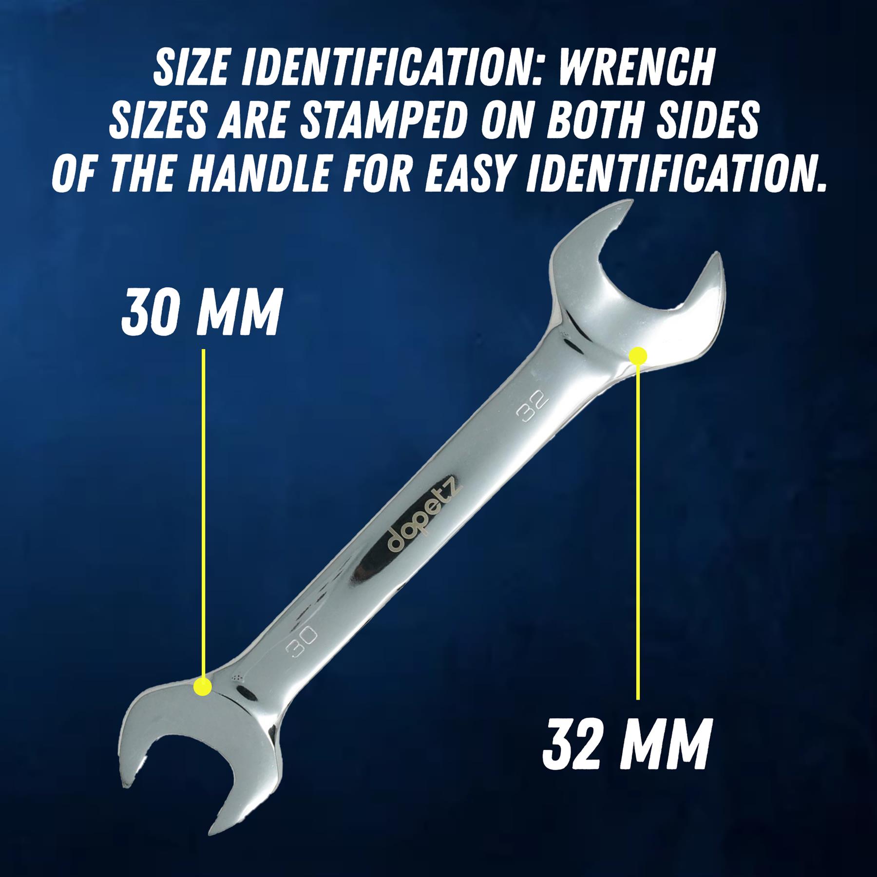 Fixed Head Combination Spanner Open Ended 30mm x 32mm Metric Polished CRV Garage - Image 4