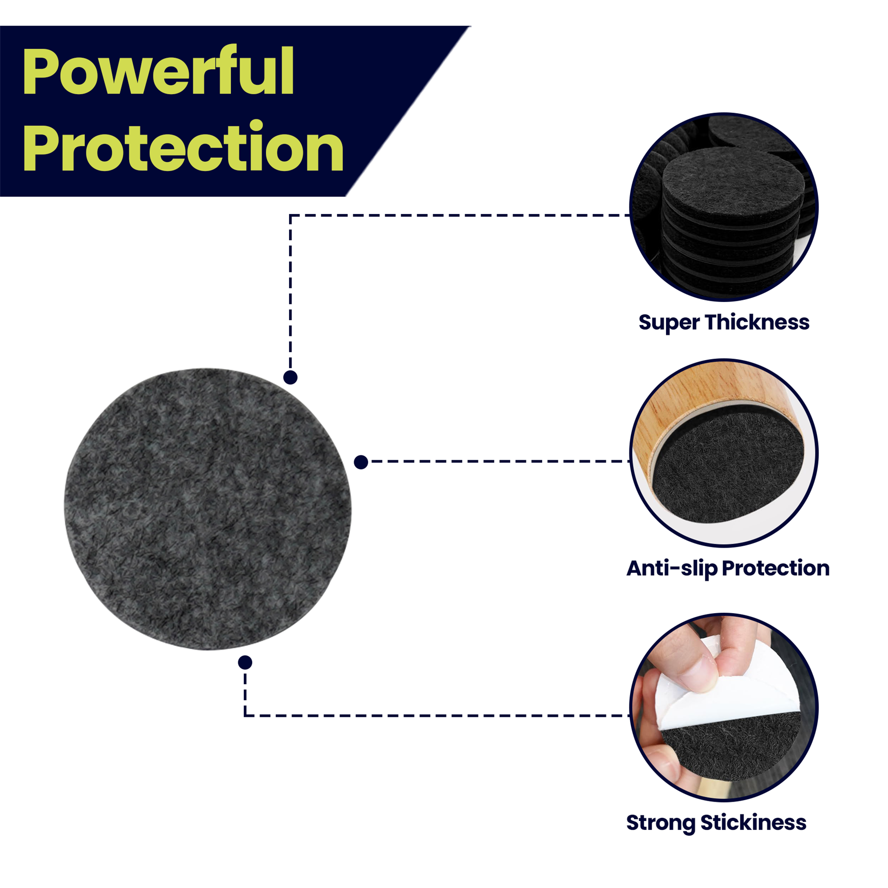 106 pieces Felt Pad for Furniture Feet Felt Floor Protectors Cushion set for Chairs & Furniture Legs - Image 5