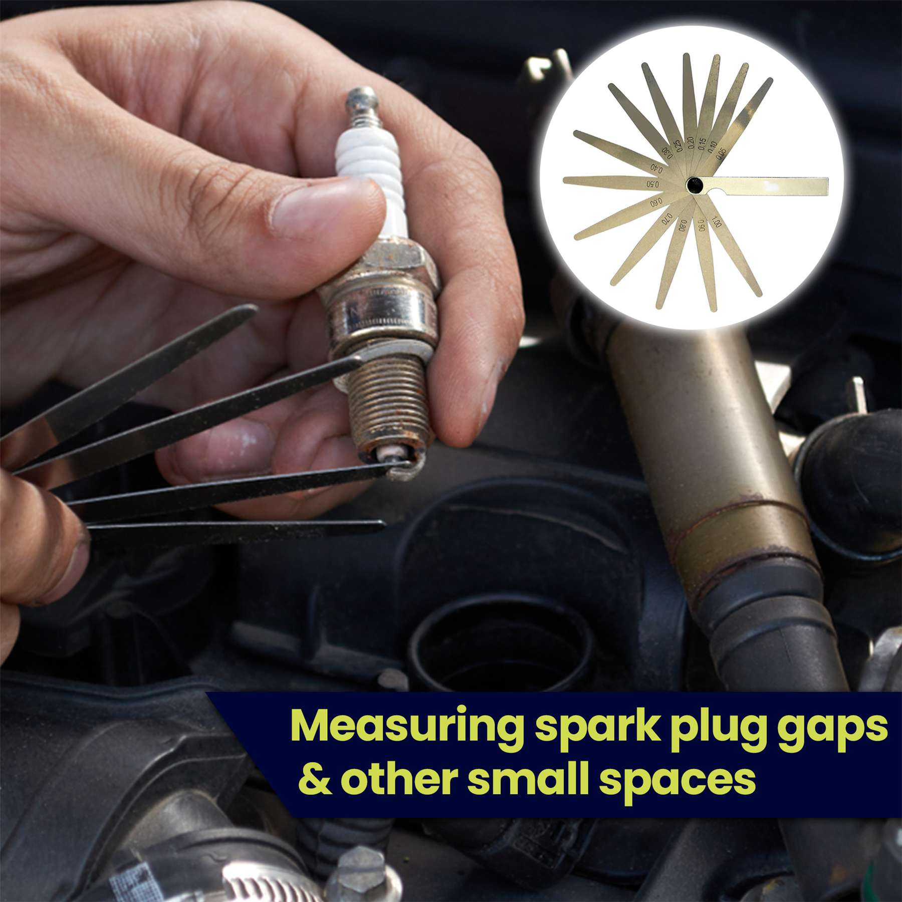 Metric Steel 13 Blade Feeler Gauge 0.05 to 1.0mm Spark Plug Measure Gap Tool Set - Image 5