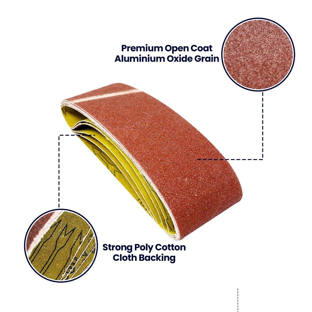 5x Sanding Belts 75mm x 533mm 60 Grit Very Coarse Sander Sheets Sanding Belts - Image 4