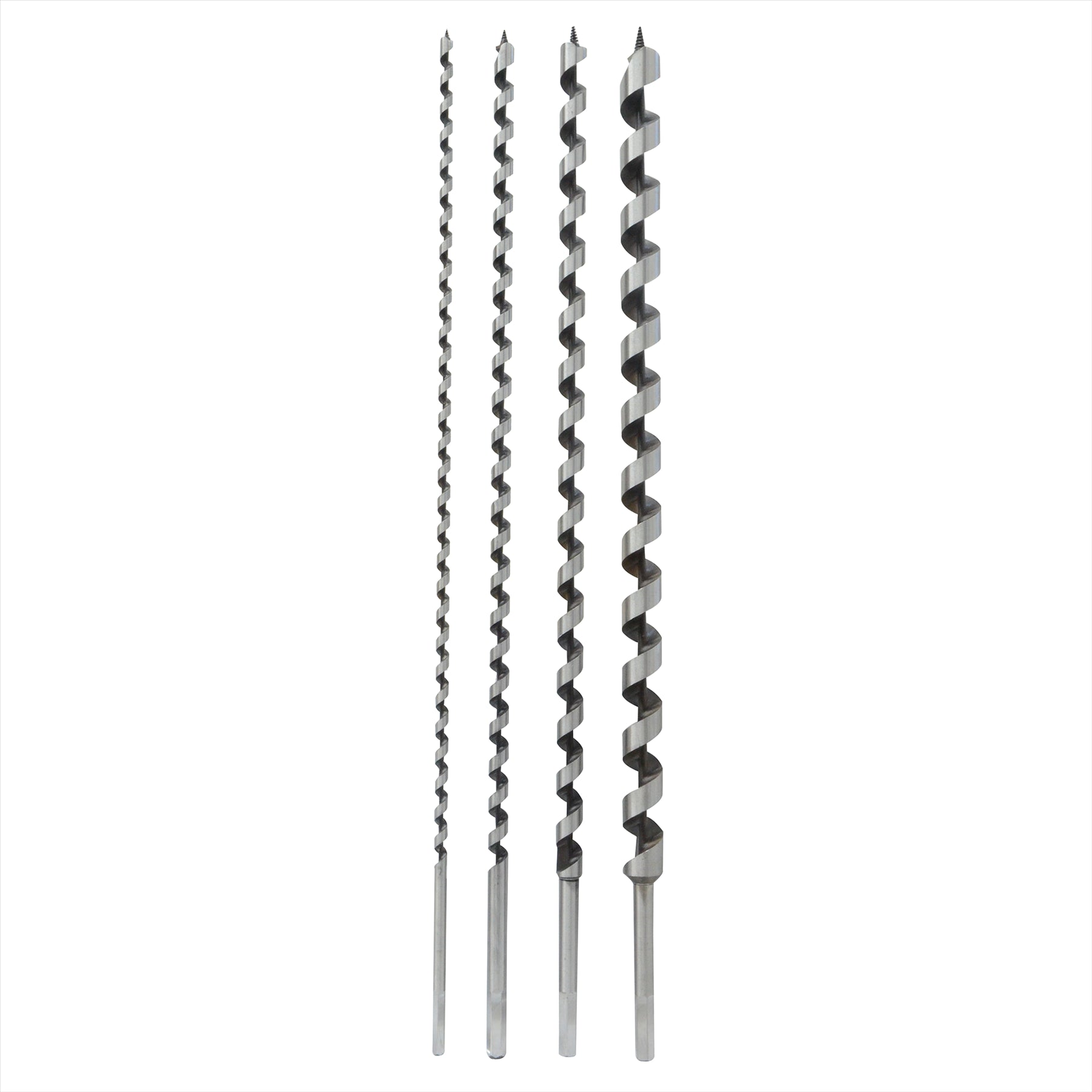 4Pc 600mm Long Auger Drill Bit Set Hex Shank 8mm - 24mm Wood Drilling - Image 2