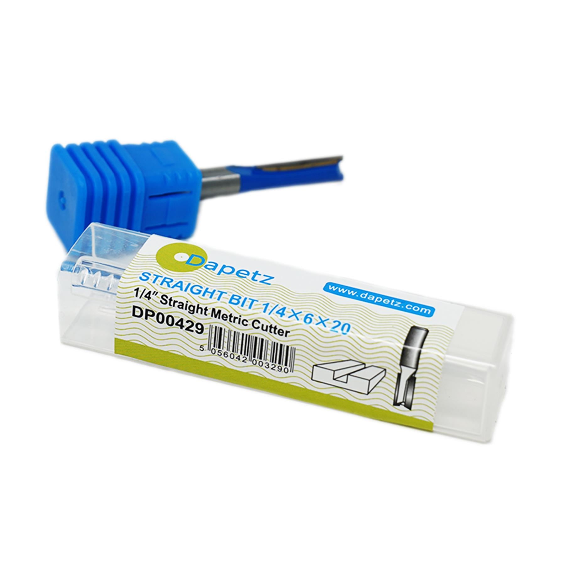 Shank Straight Metric Router Cutter 1/4" 6mm x 20mm Bit by Dapetz - Dapetz