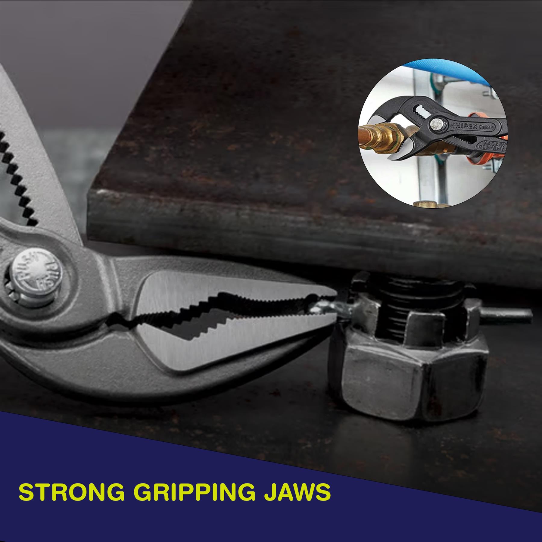 8" 200mm Plumbers Slim Jaw Waterpump Pipe Wrench Pliers Grips Pump Chrome - Image 6