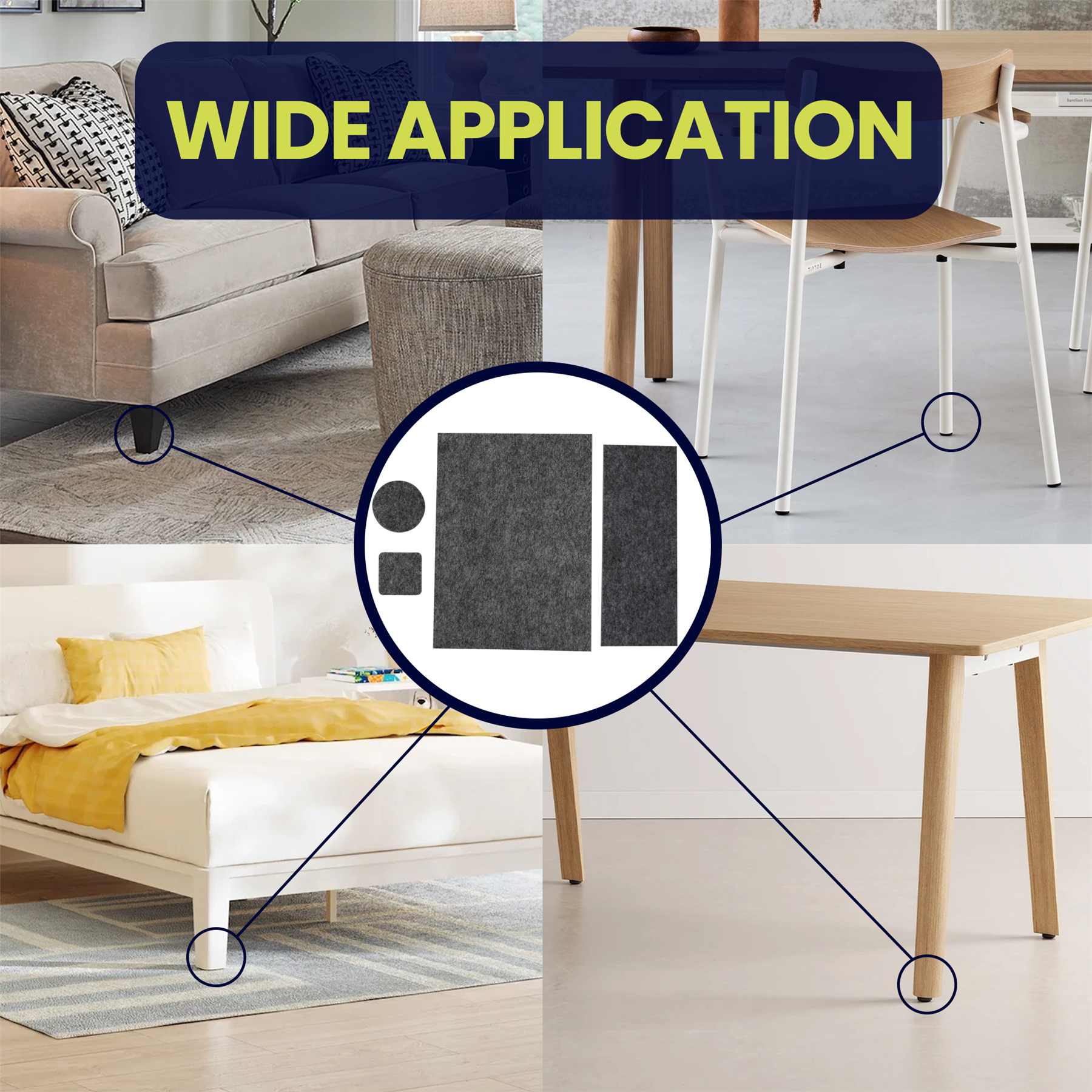 106 pieces Felt Pad for Furniture Feet Felt Floor Protectors Cushion set for Chairs & Furniture Legs - Image 3