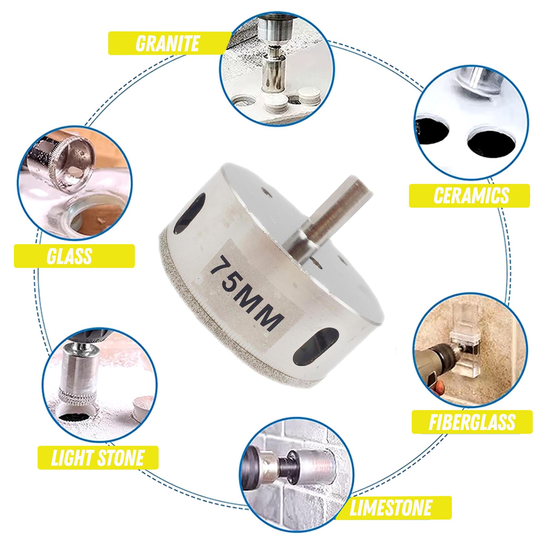 Diamond Holesaw 75mm Drill Bit Cutter For Tile Ceramic Glass Porcelain Marble - Image 8
